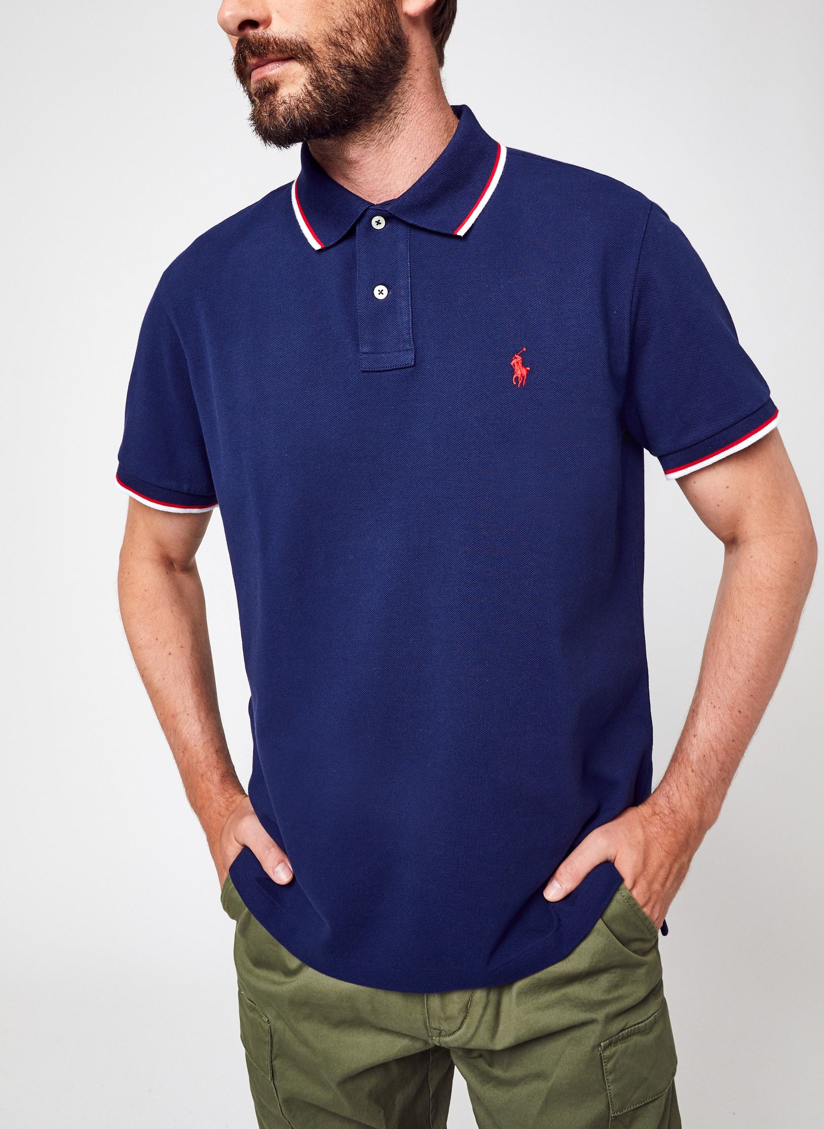 Polos Polo coupe ajustée en piqué 710842621 homme bleu Polo Ralph Lauren Polos Polo coupe ajustée en piqué 710842621 homme bleu NEWPORT NAVYC3870