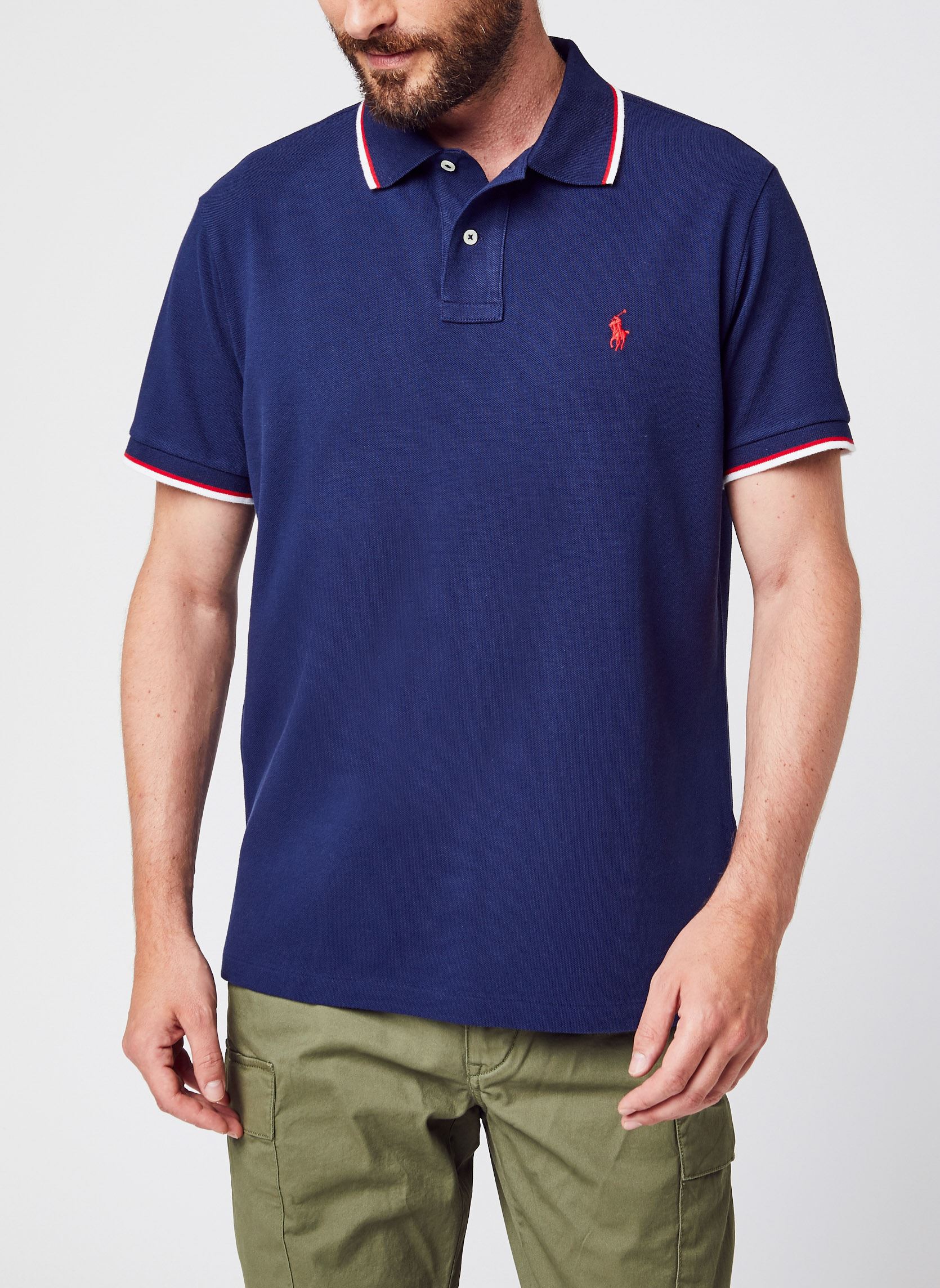 Polos Polo coupe ajustée en piqué 710842621 homme bleu Polo Ralph Lauren Polos Polo coupe ajustée en piqué 710842621 homme bleu NEWPORT NAVYC3870