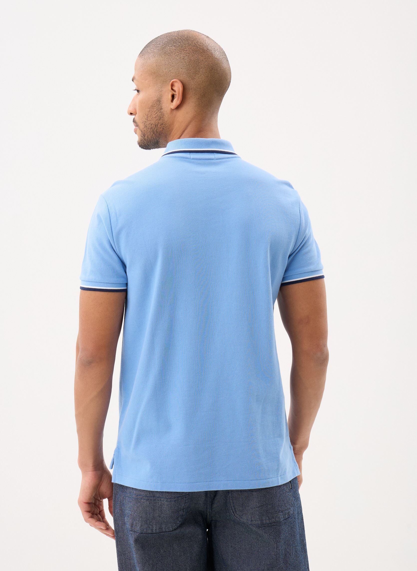 Polos Polo coupe ajustée en piqué 710842621 homme bleu Polo Ralph Lauren Polos Polo coupe ajustée en piqué 710842621 homme bleu BRISTOL BLUE/C7927