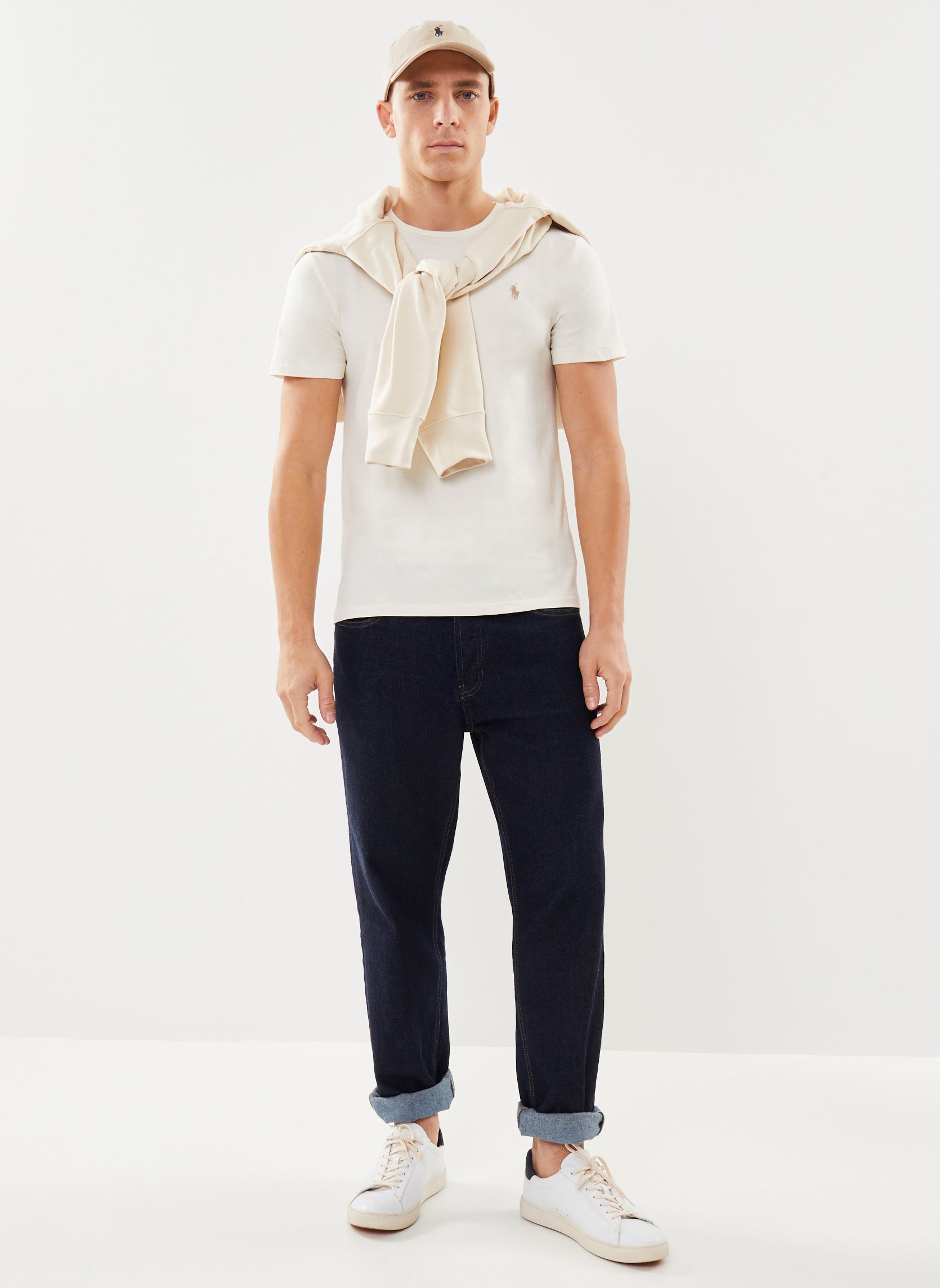 Tee-shirts T-shirt ajusté à col rond en jersey 7106 homme blanc Polo Ralph Lauren Tee-shirts T-shirt ajusté à col rond en jersey 7106 homme blanc PARCHMENT CREAM/C8634