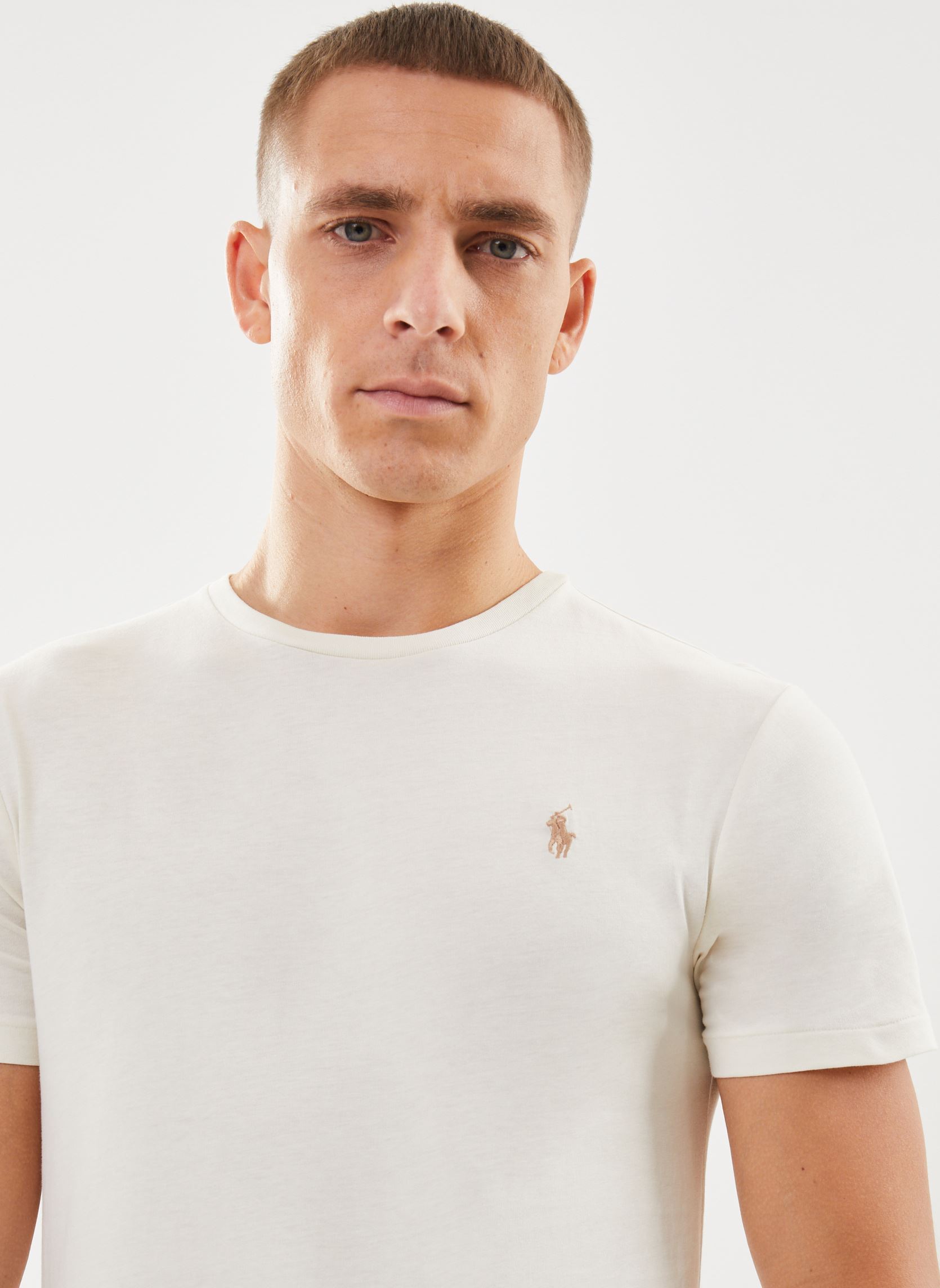 Tee-shirts T-shirt ajusté à col rond en jersey 7106 homme blanc Polo Ralph Lauren Tee-shirts T-shirt ajusté à col rond en jersey 7106 homme blanc PARCHMENT CREAM/C8634