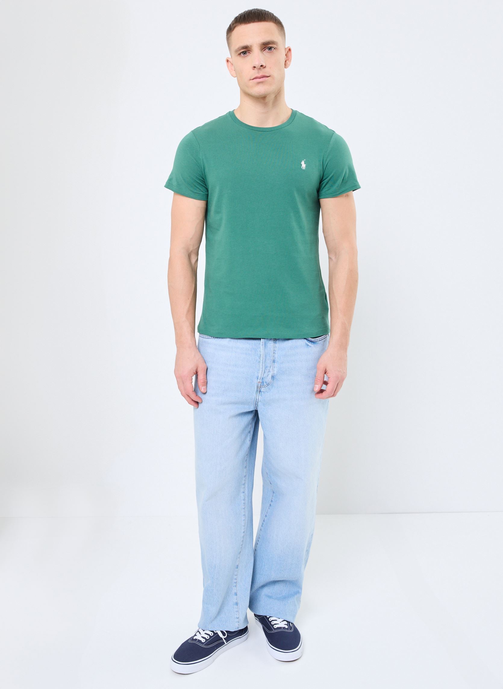 Tee-shirts T-shirt ajusté à col rond en jersey 7106 homme vert Polo Ralph Lauren Tee-shirts T-shirt ajusté à col rond en jersey 7106 homme vert ANTIQUE GREEN/ANTIQUE CREAM PP