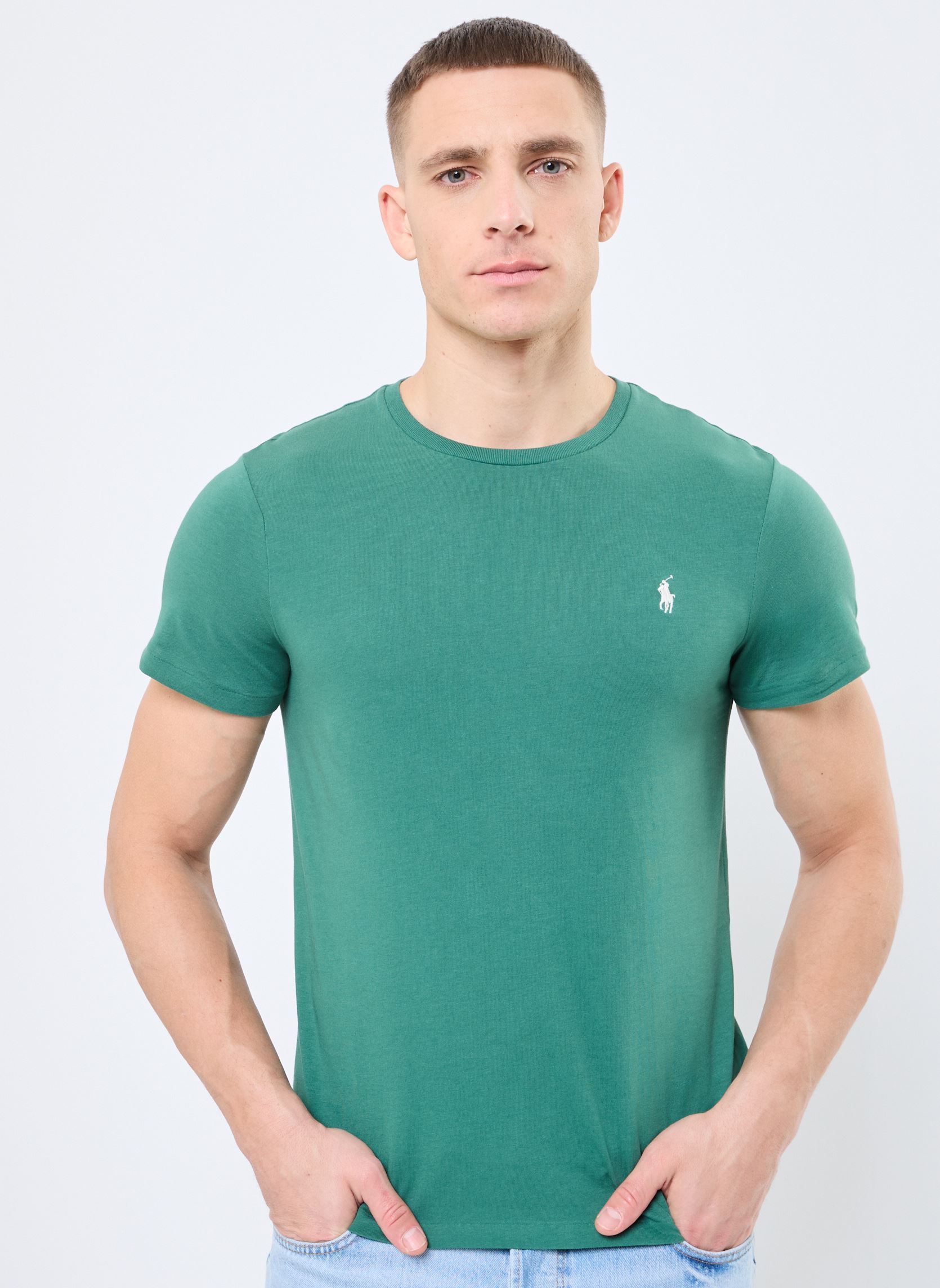 Tee-shirts T-shirt ajusté à col rond en jersey 7106 homme vert Polo Ralph Lauren Tee-shirts T-shirt ajusté à col rond en jersey 7106 homme vert ANTIQUE GREEN/ANTIQUE CREAM PP