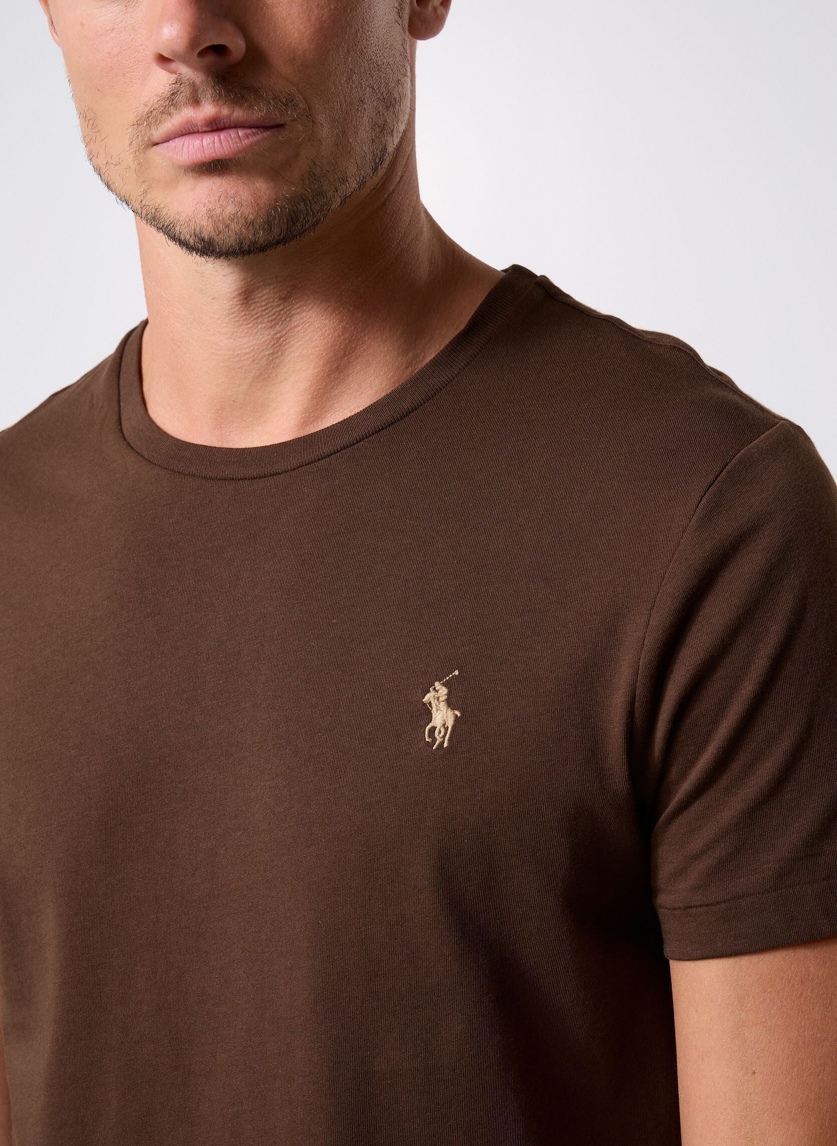Tee-shirts T-shirt ajusté à col rond en jersey 7106 homme marron Polo Ralph Lauren Tee-shirts T-shirt ajusté à col rond en jersey 7106 homme marron NUTMEG BROWN/C8569
