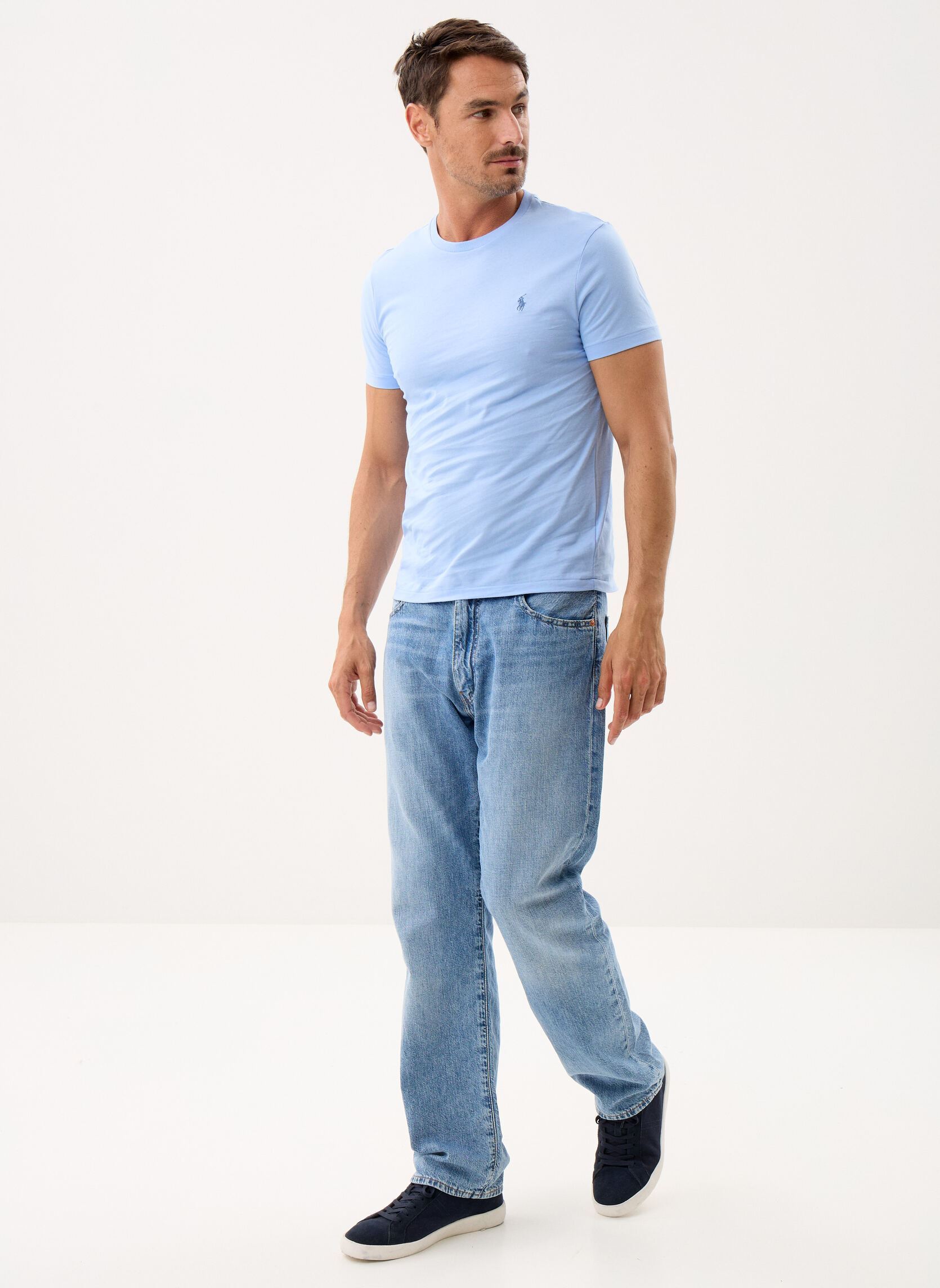 Tee-shirts T-shirt ajusté à col rond en jersey 7106 homme bleu Polo Ralph Lauren Tee-shirts T-shirt ajusté à col rond en jersey 7106 homme bleu AUSTIN BLUE