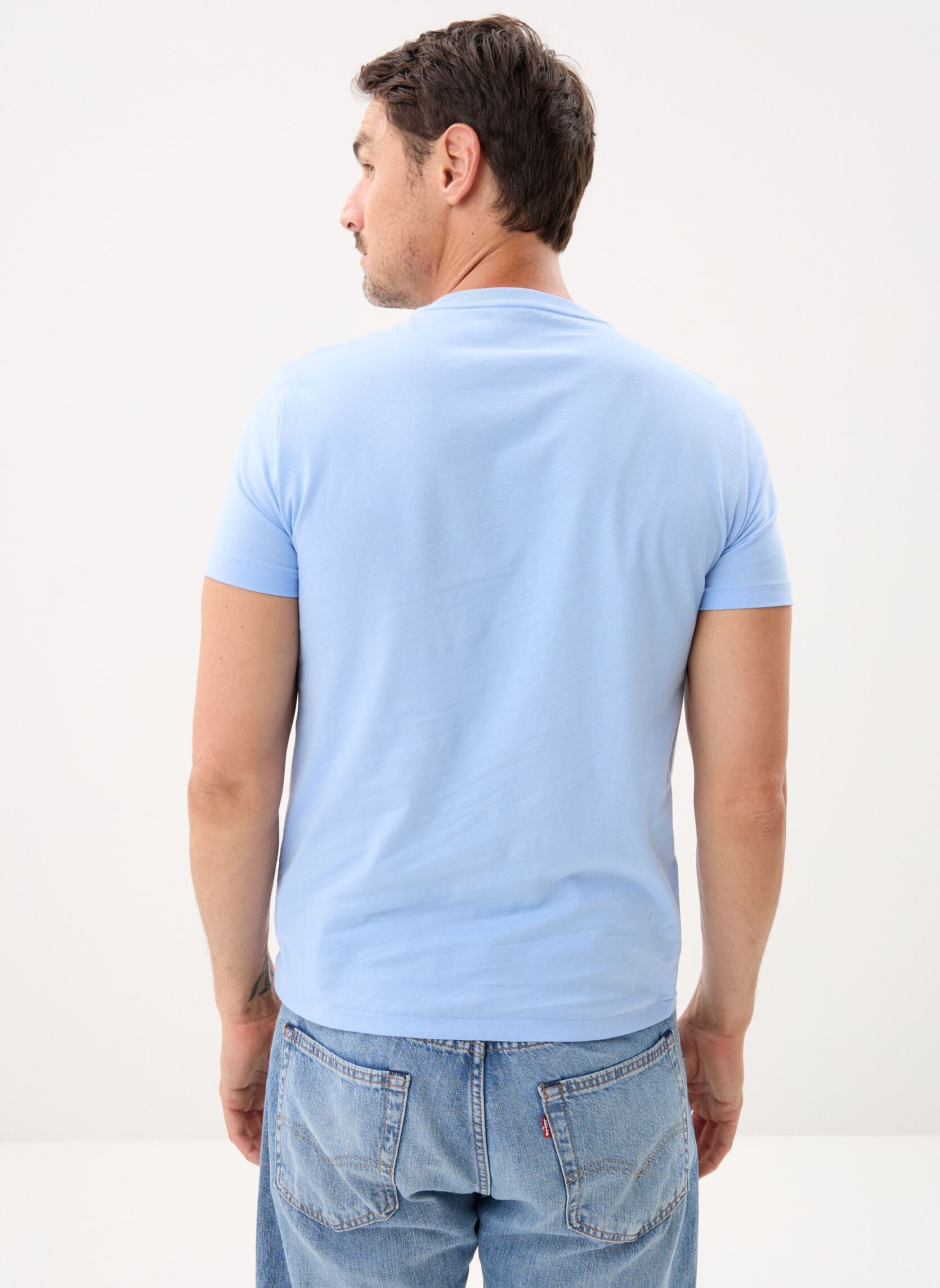 Tee-shirts T-shirt ajusté à col rond en jersey 7106 homme bleu Polo Ralph Lauren Tee-shirts T-shirt ajusté à col rond en jersey 7106 homme bleu AUSTIN BLUE