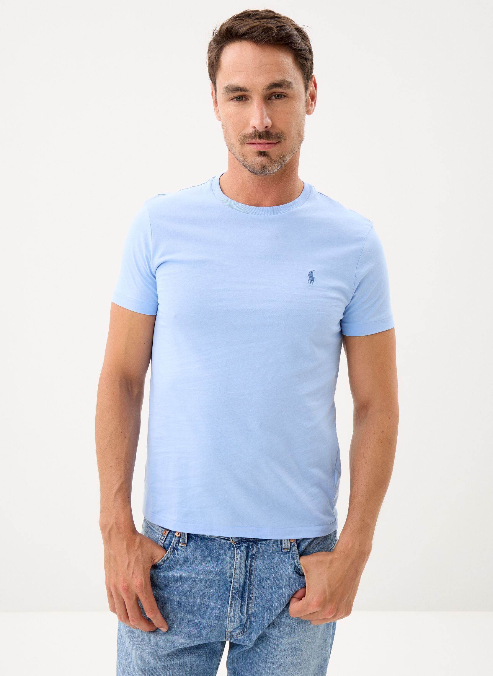 Tee-shirts T-shirt ajusté à col rond en jersey 7106 homme bleu Polo Ralph Lauren Tee-shirts T-shirt ajusté à col rond en jersey 7106 homme bleu AUSTIN BLUE