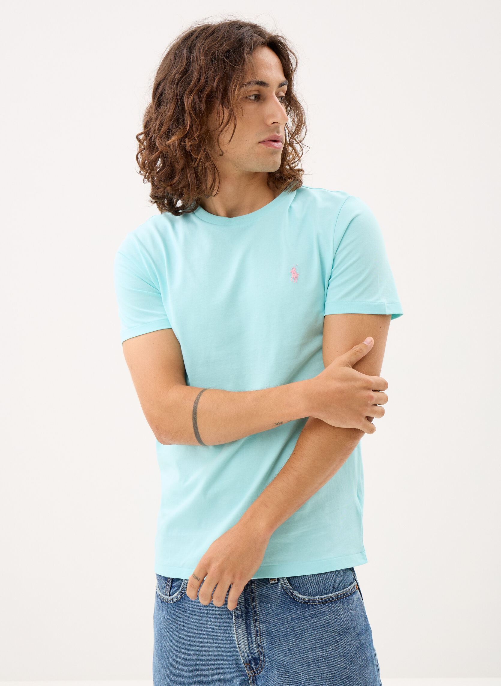 T-Shirts T-shirt ajusté à col rond en jersey 7106 herren blau Polo Ralph Lauren T-Shirts T-shirt ajusté à col rond en jersey 7106 herren blau NEW AQUA/C3166