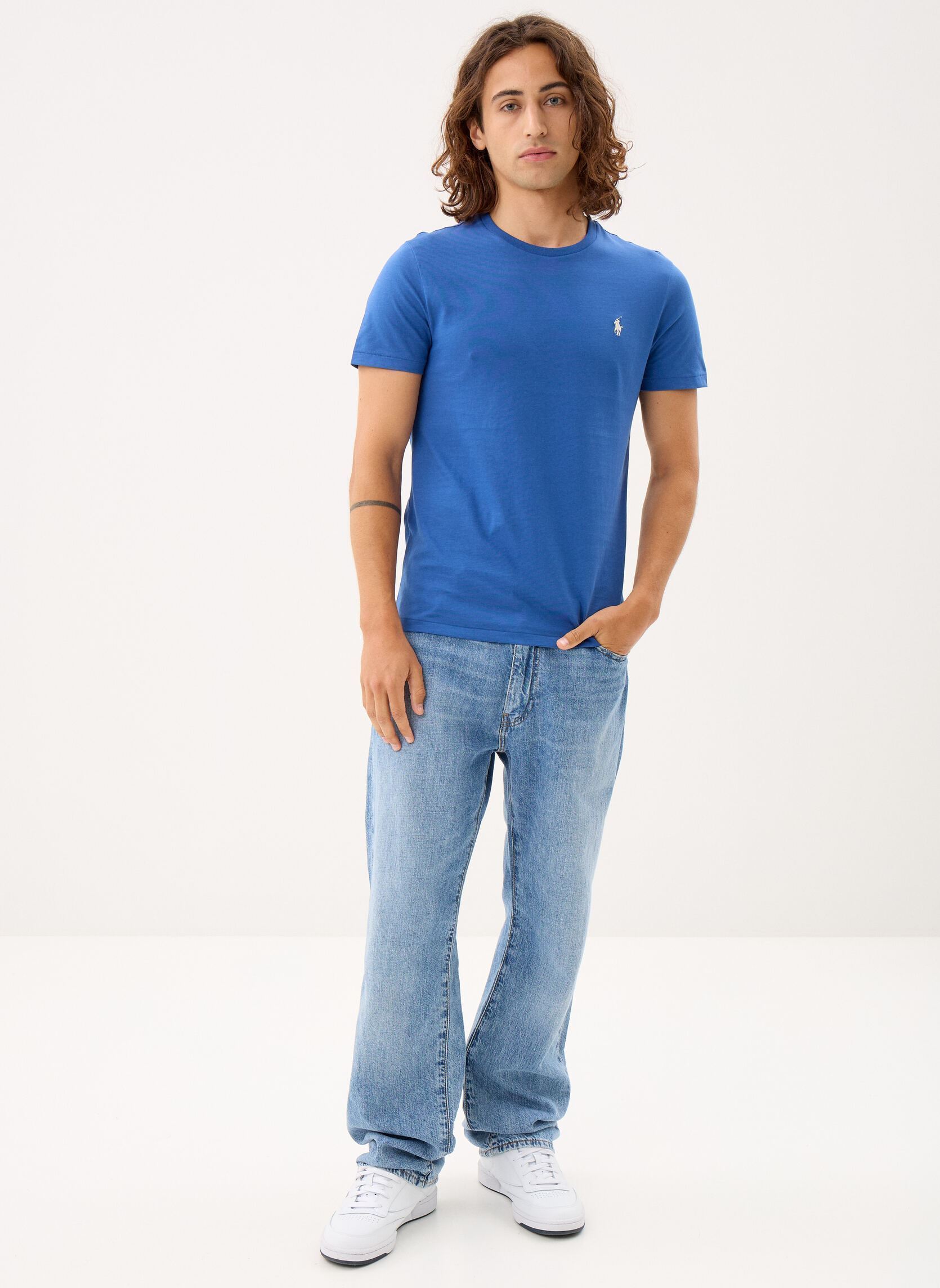 T-Shirts T-shirt ajusté à col rond en jersey 7106 herren blau Polo Ralph Lauren T-Shirts T-shirt ajusté à col rond en jersey 7106 herren blau DUSTY AZURE/C8135