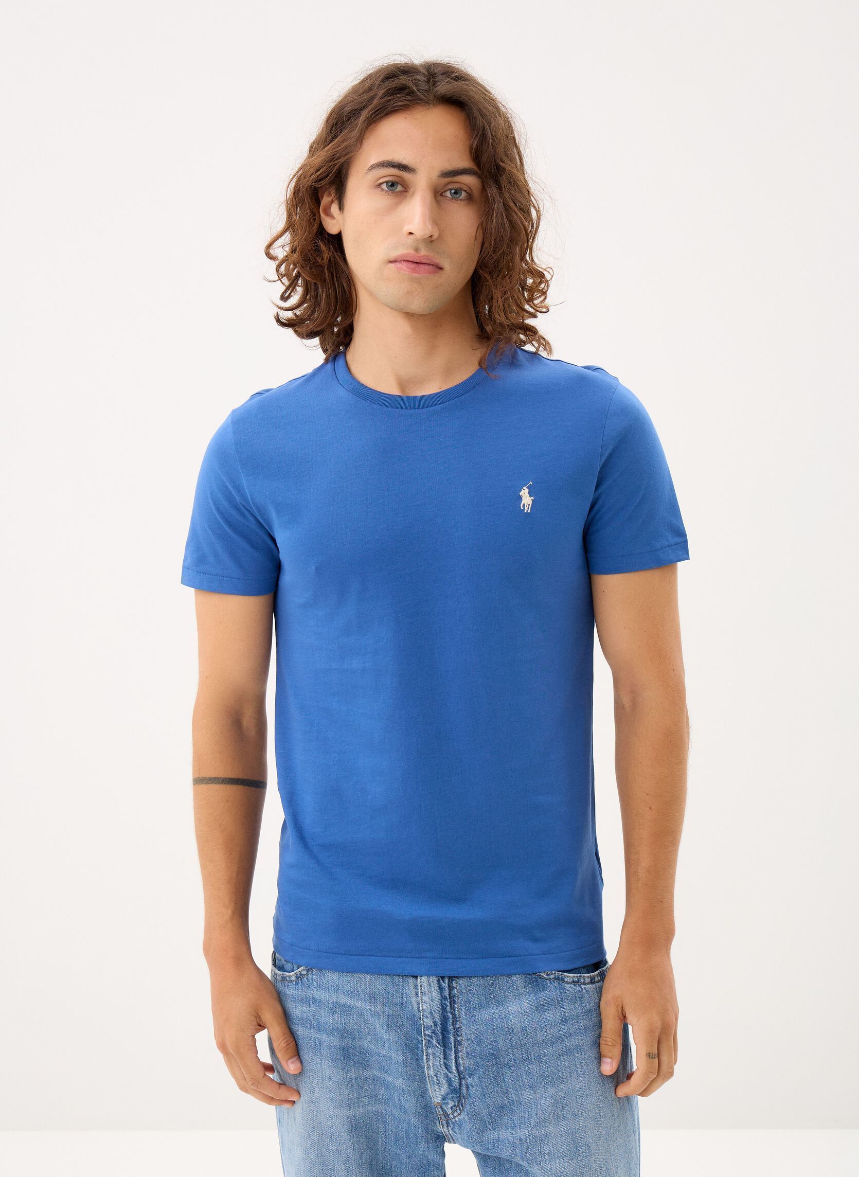 T-Shirts T-shirt ajusté à col rond en jersey 7106 herren blau Polo Ralph Lauren T-Shirts T-shirt ajusté à col rond en jersey 7106 herren blau DUSTY AZURE/C8135