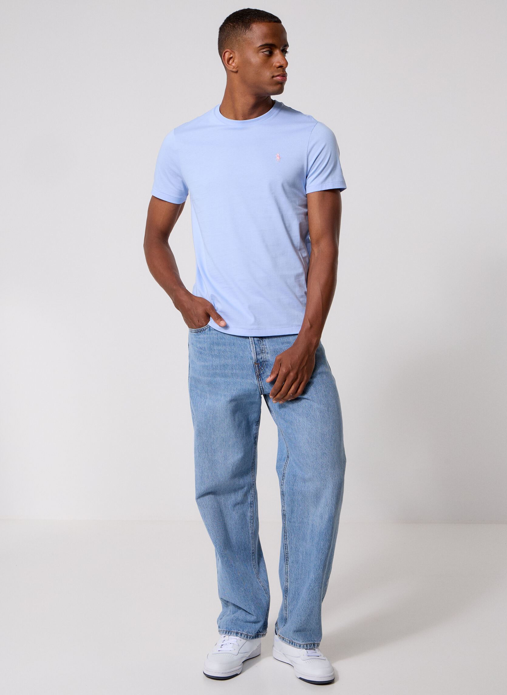 T-Shirts T-shirt ajusté à col rond en jersey 7106 herren blau Polo Ralph Lauren T-Shirts T-shirt ajusté à col rond en jersey 7106 herren blau PEBBLE BLUE/C3115