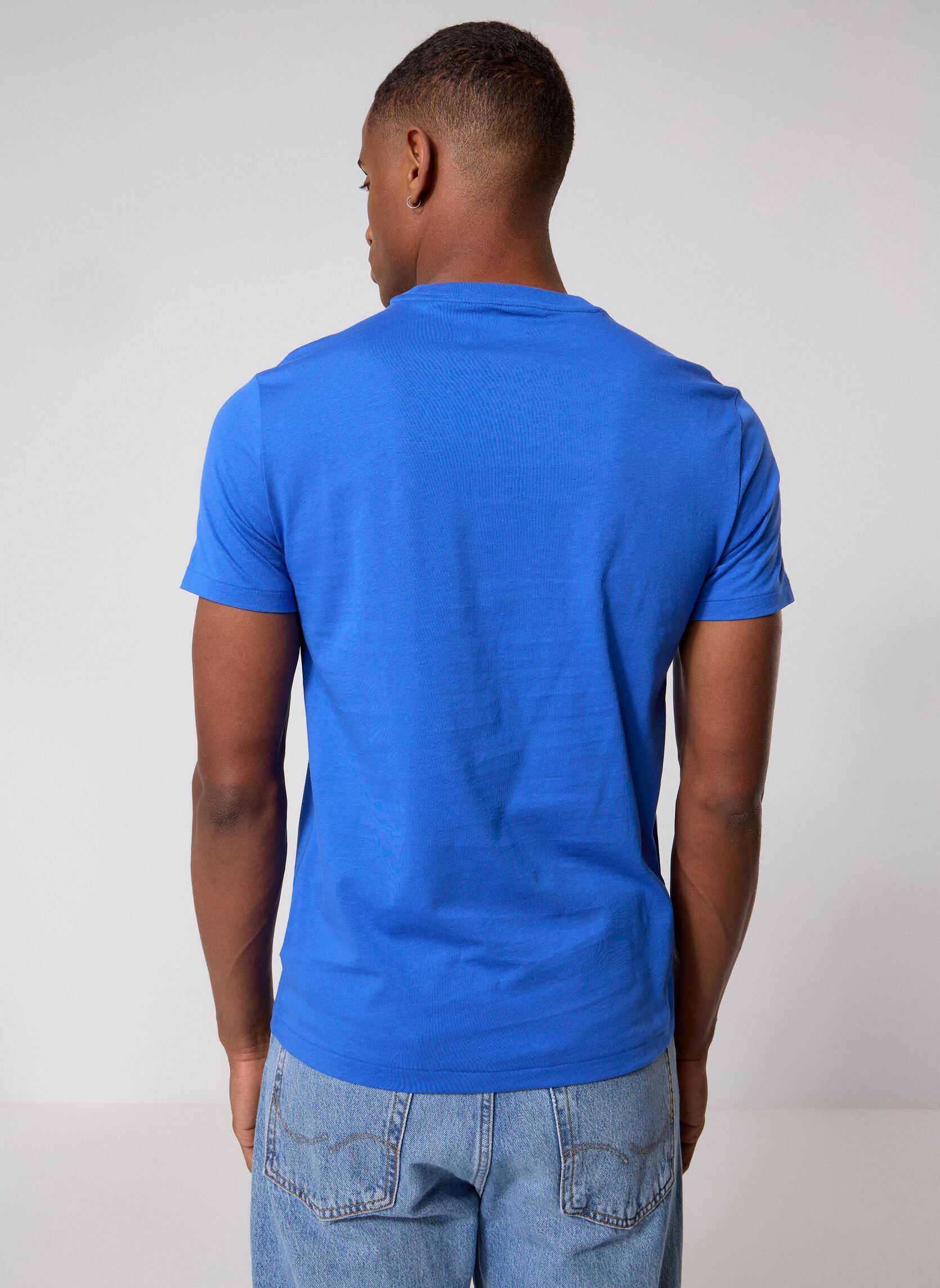 Tee-shirts T-shirt ajusté à col rond en jersey 7106 homme bleu Polo Ralph Lauren Tee-shirts T-shirt ajusté à col rond en jersey 7106 homme bleu NEW IRIS BLUE/C1730