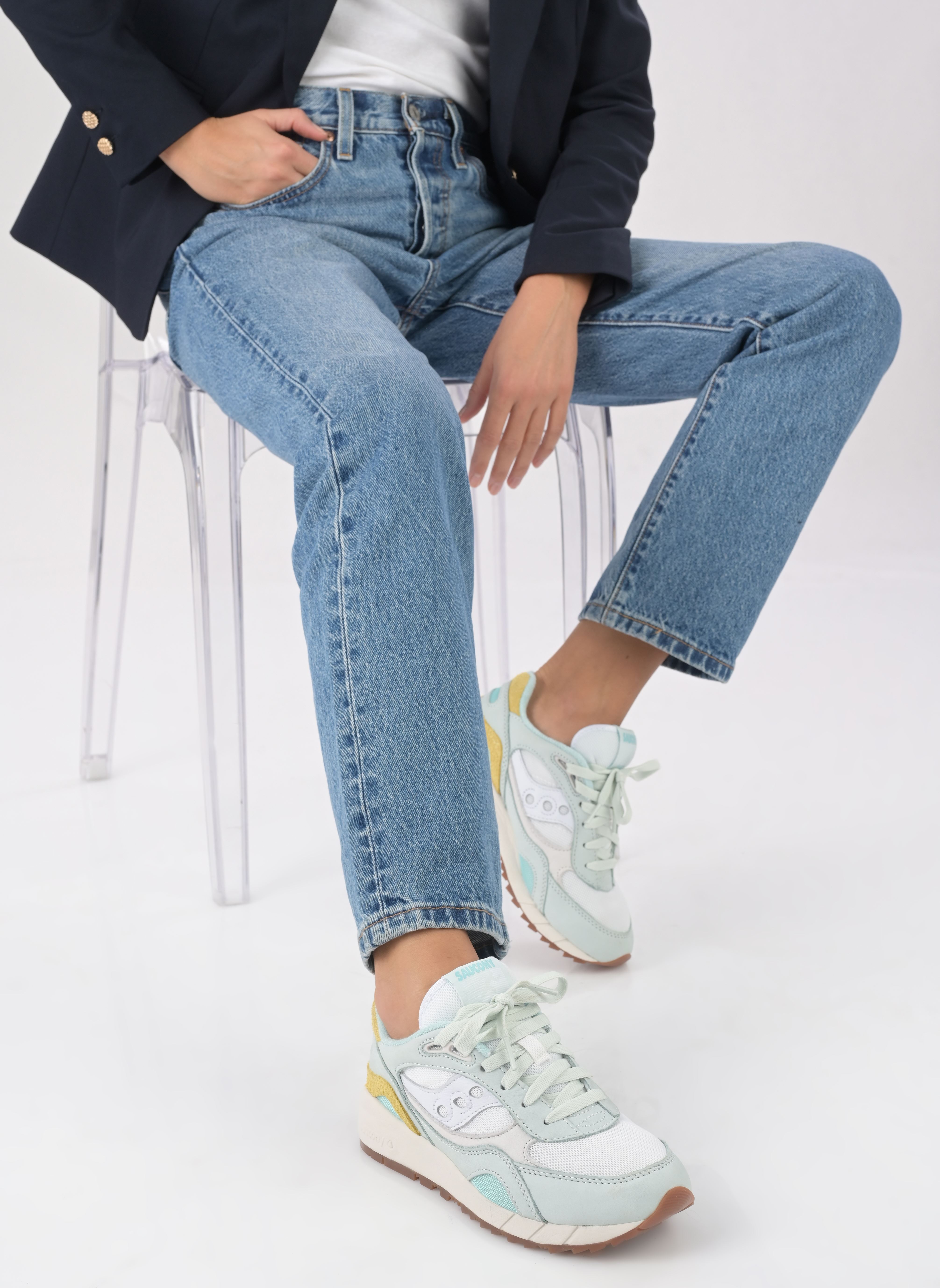 Lage sneakers Shadow 6000 W dames blauw Saucony Lage sneakers Shadow 6000 W dames blauw Turquoise/Yellow