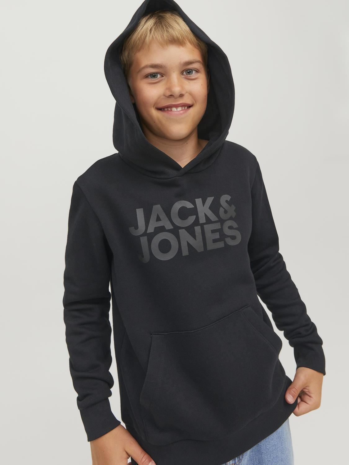 Sweats à capuche Jjecorp Logo Sweat Hood Noos Jr garçon noir Jack & Jones Sweats à capuche Jjecorp Logo Sweat Hood Noos Jr garçon noir BLACK