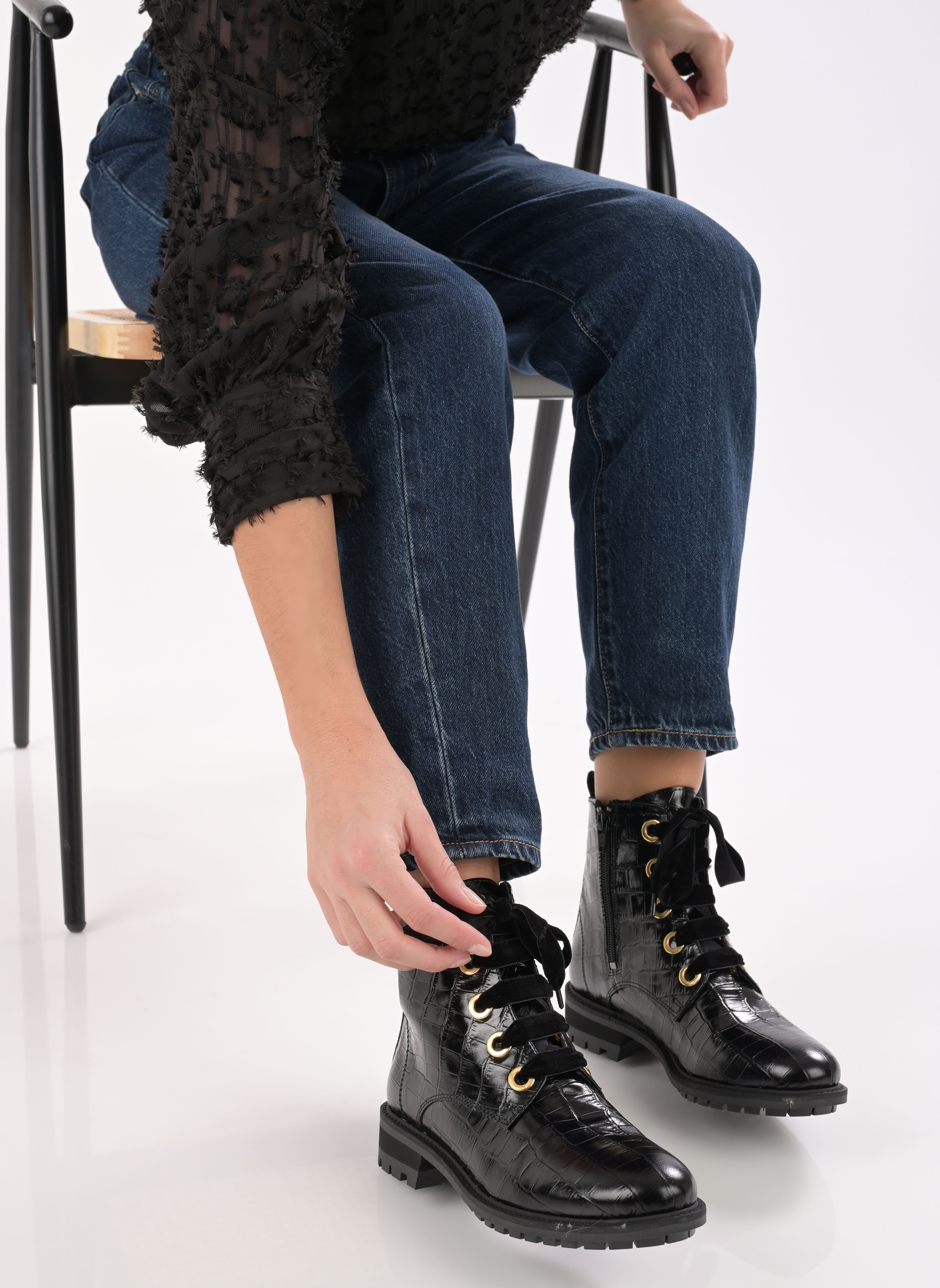 Bottines à lacets Cina femme noir Georgia Rose Bottines à lacets Cina femme noir NOIR CROCO