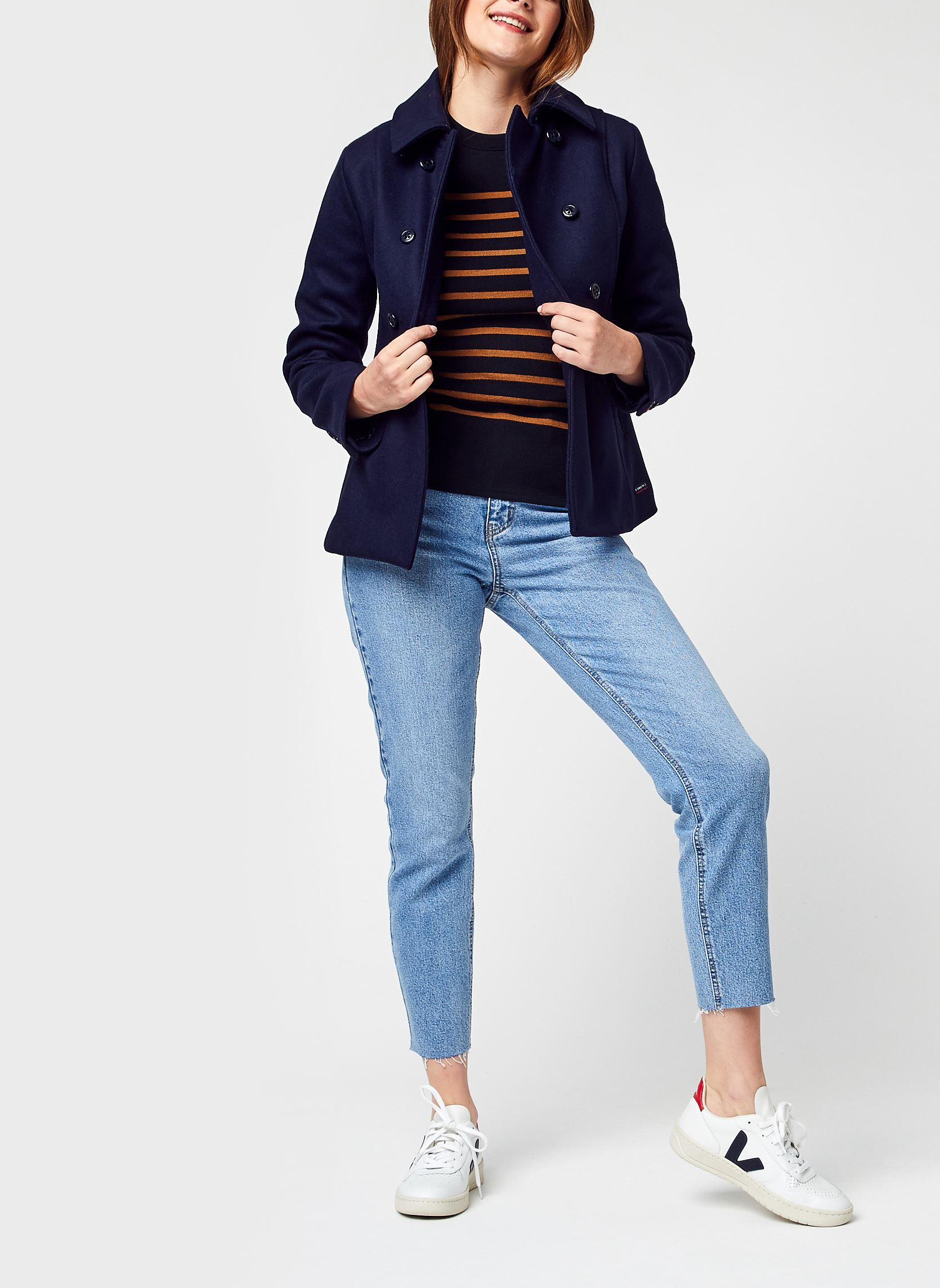 Manteaux classiques Caban court femme bleu Armor Lux Manteaux classiques Caban court femme bleu D85 RICH NAVY