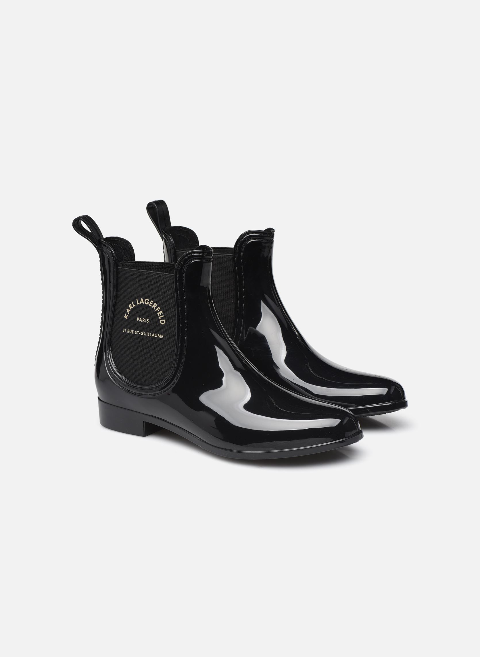 Stivali da pioggia Kalosh Ii Maison Karl Ankle Bt donna nero Karl Lagerfeld Stivali da pioggia Kalosh Ii Maison Karl Ankle Bt donna nero Black Rubber W/Gold