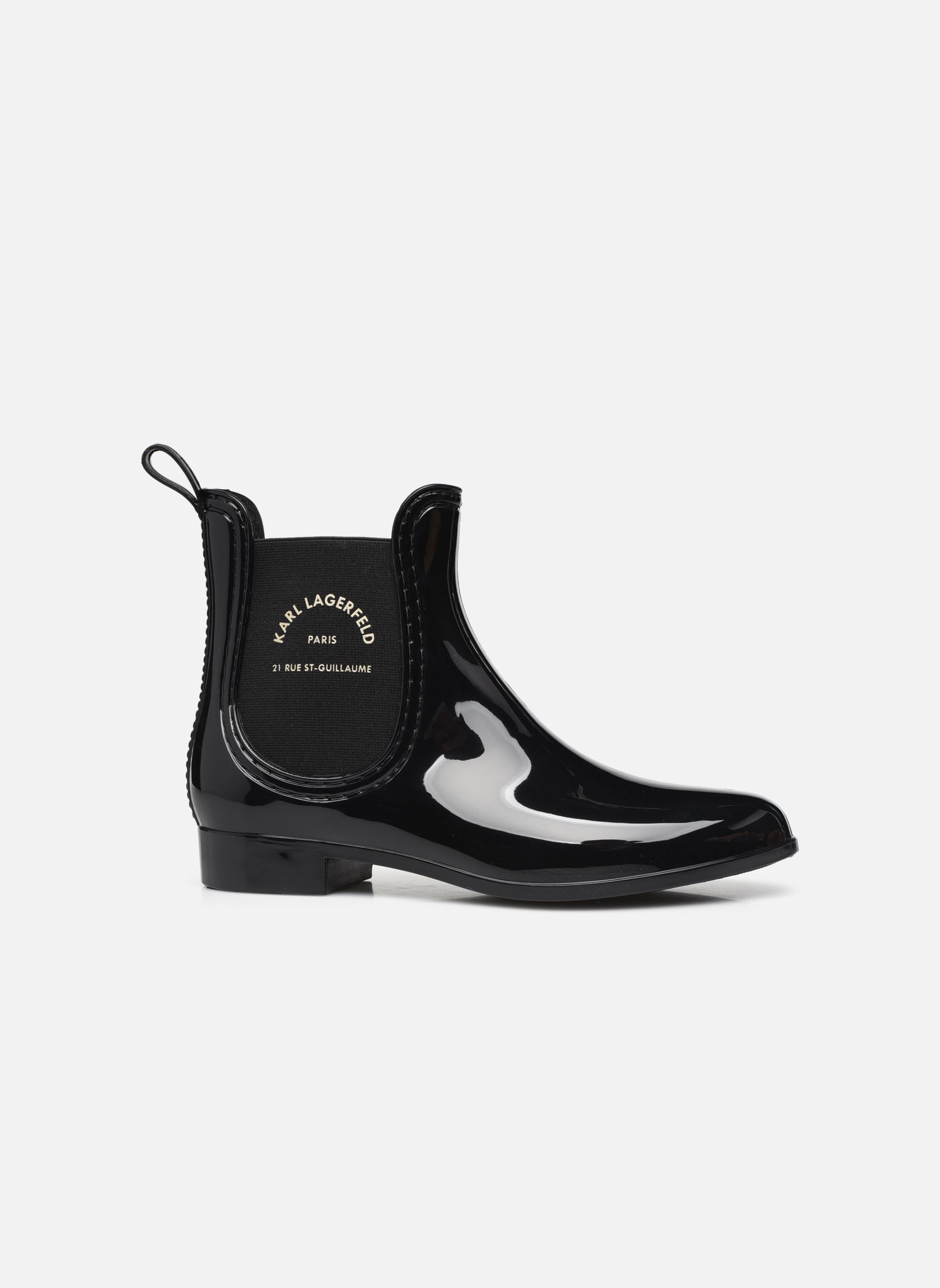Stivali da pioggia Kalosh Ii Maison Karl Ankle Bt donna nero Karl Lagerfeld Stivali da pioggia Kalosh Ii Maison Karl Ankle Bt donna nero Black Rubber W/Gold
