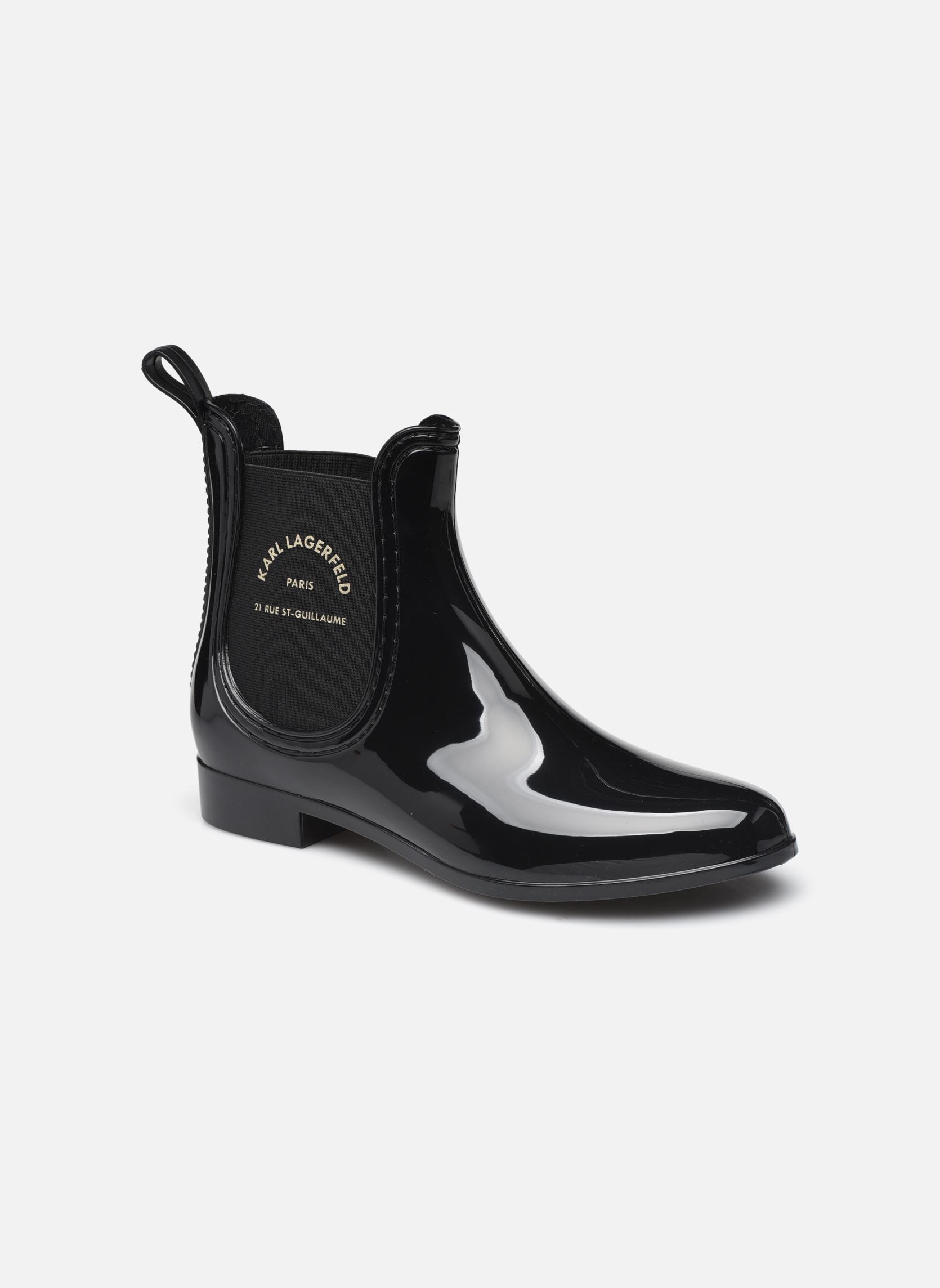 Stivali da pioggia Kalosh Ii Maison Karl Ankle Bt donna nero Karl Lagerfeld Stivali da pioggia Kalosh Ii Maison Karl Ankle Bt donna nero Black Rubber W/Gold
