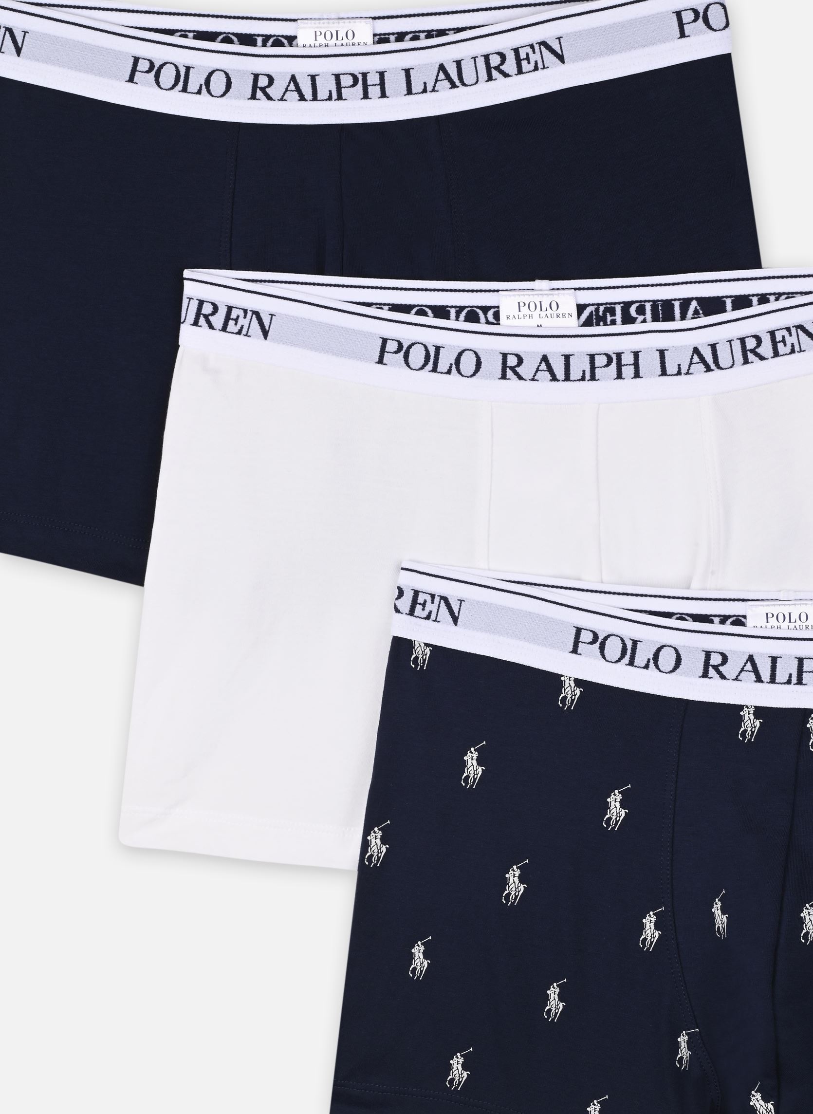 Pantalons 3 slips-boxers classiques coton stretch homme bleu Polo Ralph Lauren Pantalons 3 slips-boxers classiques coton stretch homme bleu 3PK NAVY / WHITE / NAVY AOPP