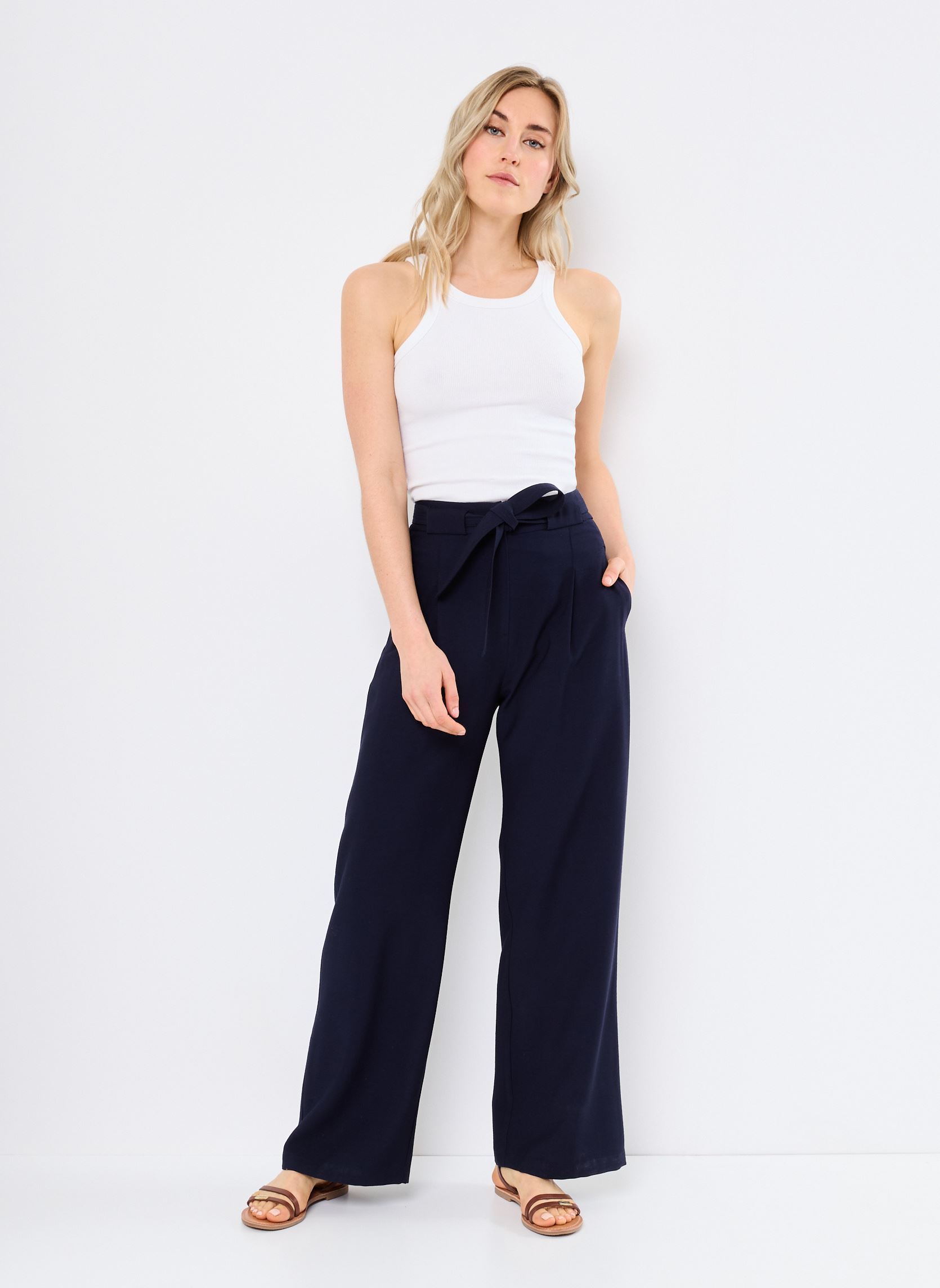 Pantalons larges John femme bleu Suncoo Pantalons larges John femme bleu BLEU NUIT