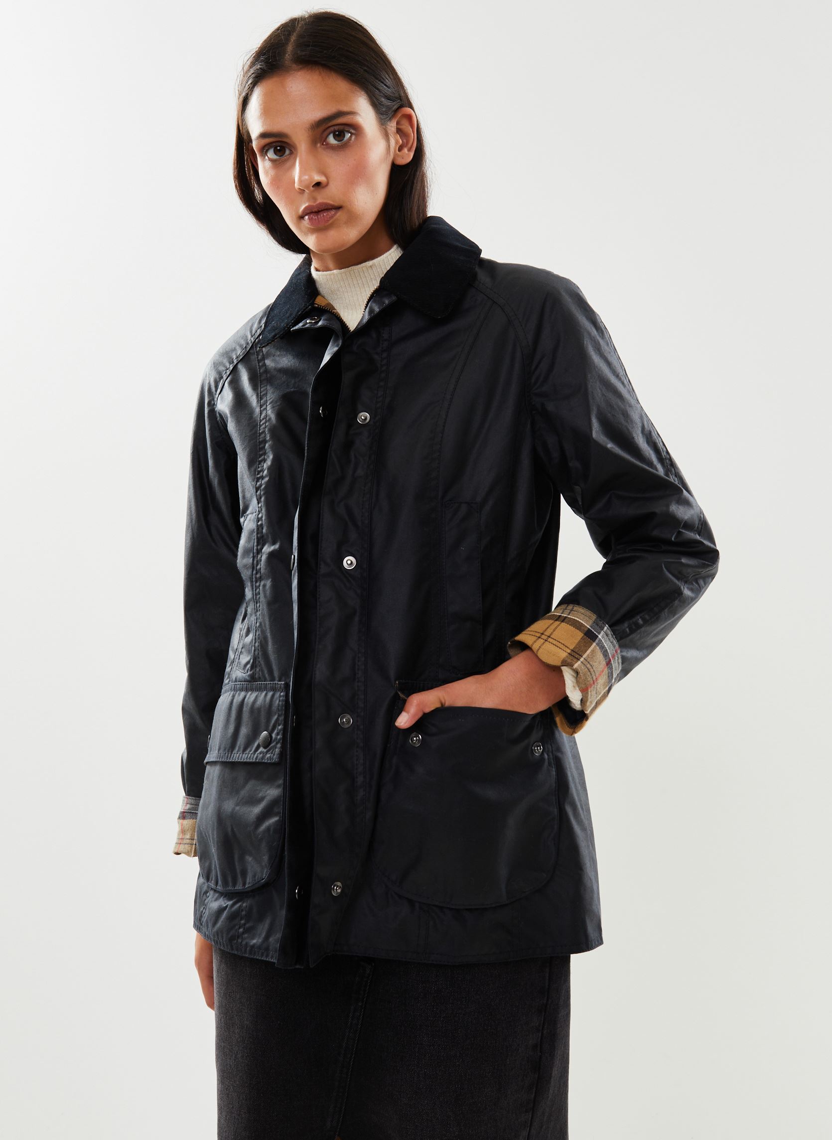 Winterjas Beadnell Wax Jacket dames blauw Barbour Winterjas Beadnell Wax Jacket dames blauw NAVY