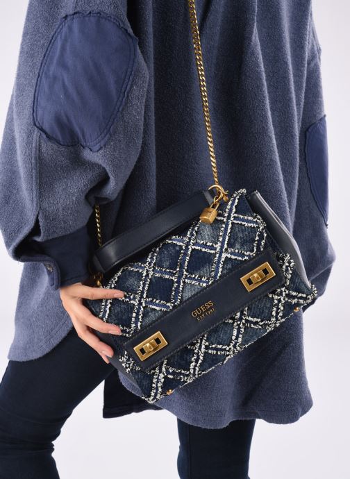 Katey Sac Bleu Guess Guess Katey Croc Sac à Main Imprimé Croco Noir