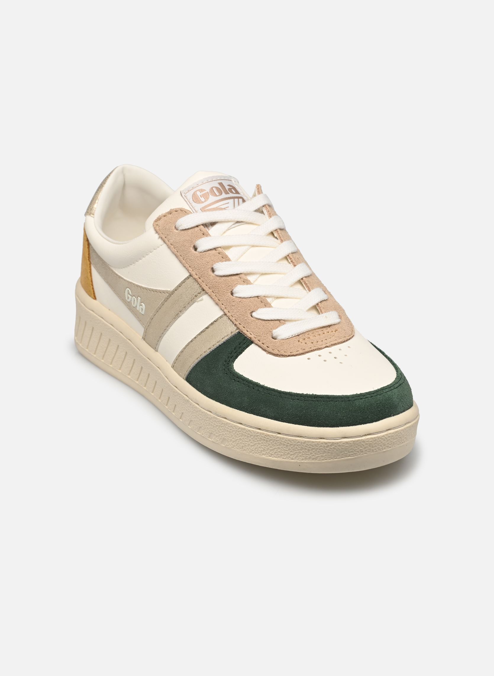Niedrige Sneaker Grandslam Quadrant W damen weiß Gola Niedrige Sneaker Grandslam Quadrant W damen weiß OFF WHITE/EVERGREEN/GOLD/SUN