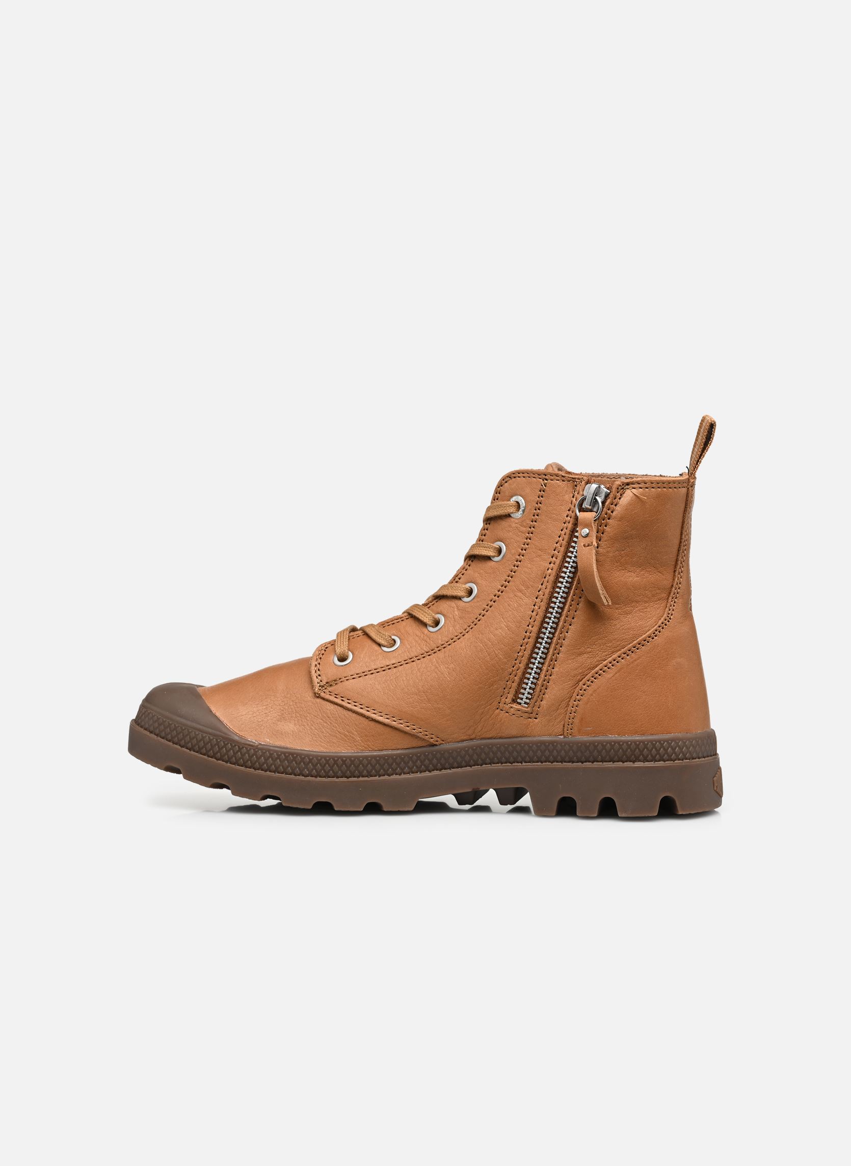 Baskets toile PAMPA ZIP LEATHER homme marron Palladium Baskets toile PAMPA ZIP LEATHER homme marron DEAR BROWN