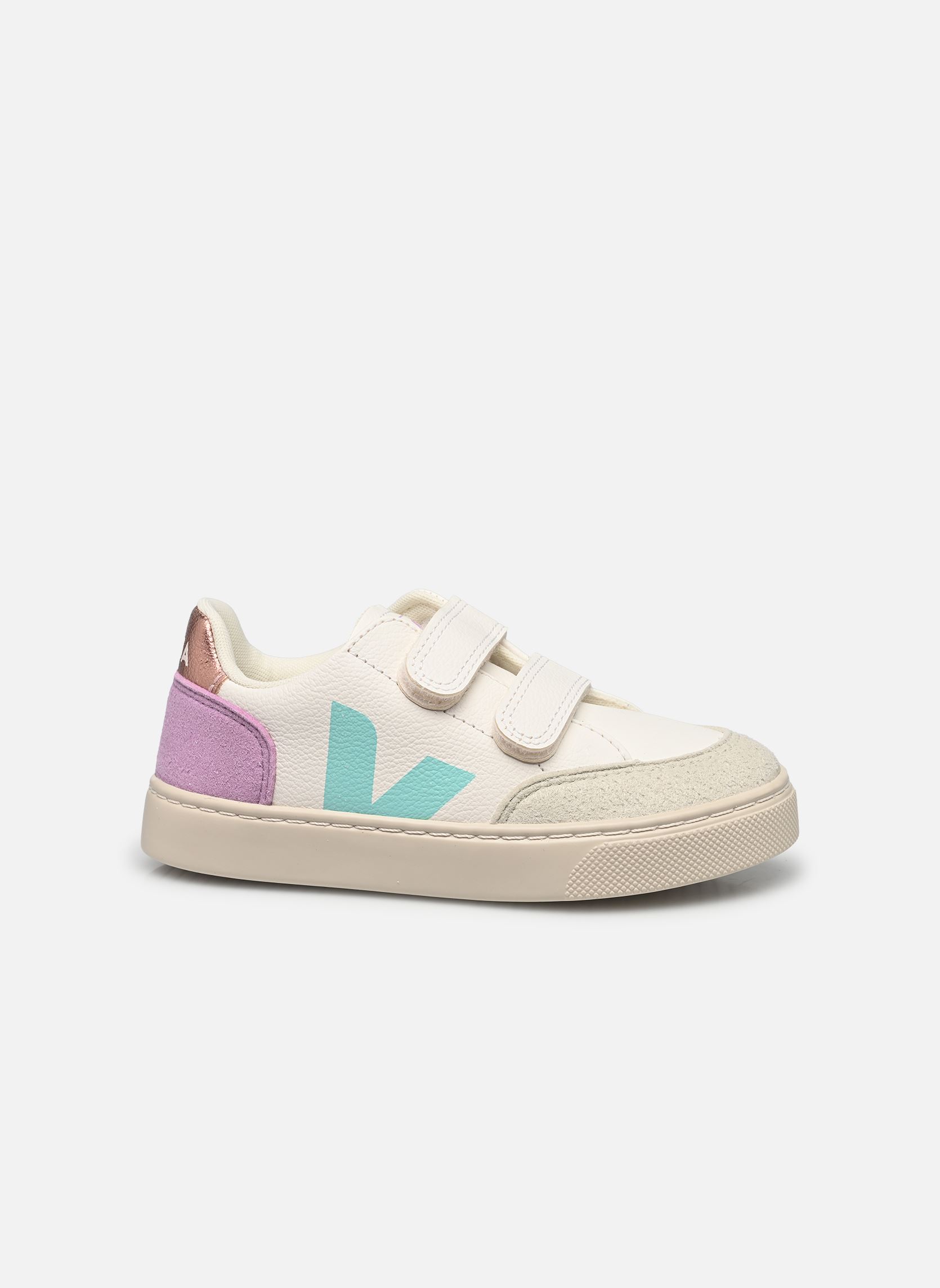 Niedrige Sneaker Small V-12 Velcro Leather mädchen weiß Veja Niedrige Sneaker Small V-12 Velcro Leather mädchen weiß EXTRA-WHITE_MULTICO-ORCHID