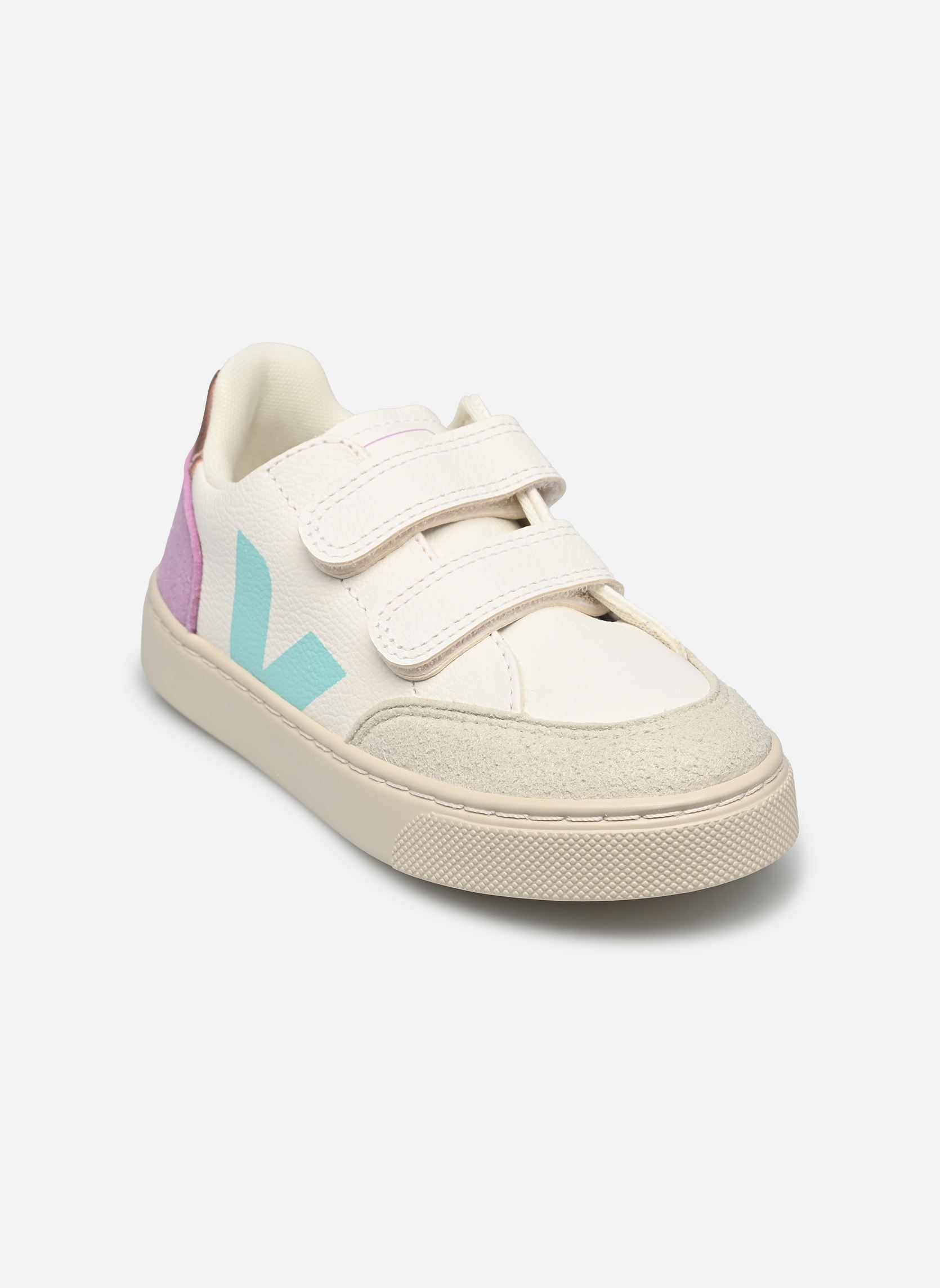 Niedrige Sneaker Small V-12 Velcro Leather mädchen weiß Veja Niedrige Sneaker Small V-12 Velcro Leather mädchen weiß EXTRA-WHITE_MULTICO-ORCHID