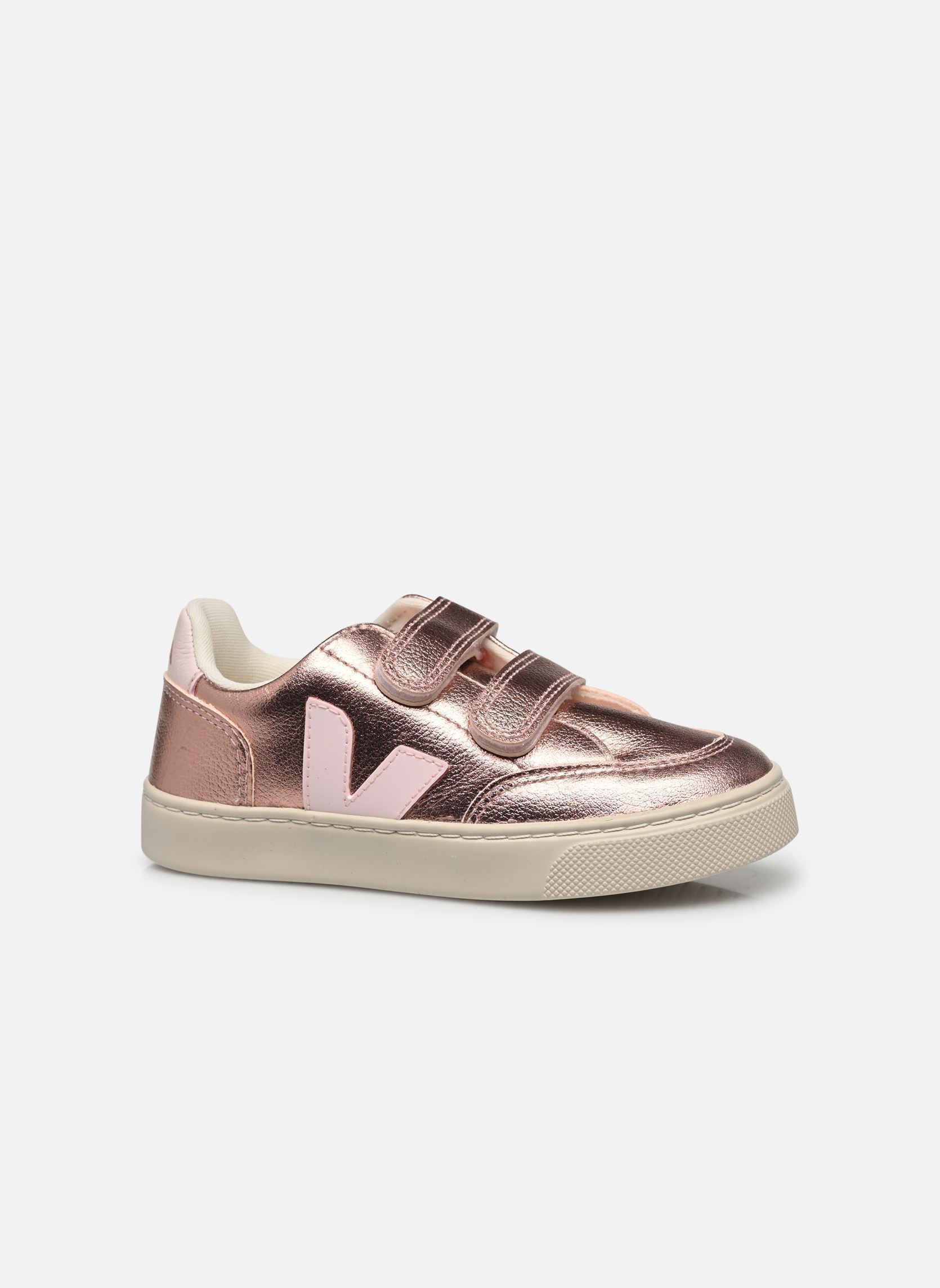 Baskets basses Small V-12 Velcro Leather fille rose Veja Baskets basses Small V-12 Velcro Leather fille rose NACRE_LASSI