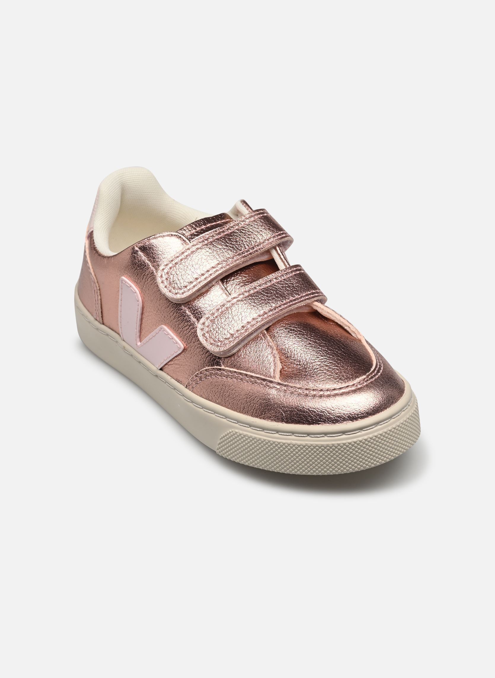 Baskets basses Small V-12 Velcro Leather fille rose Veja Baskets basses Small V-12 Velcro Leather fille rose NACRE_LASSI