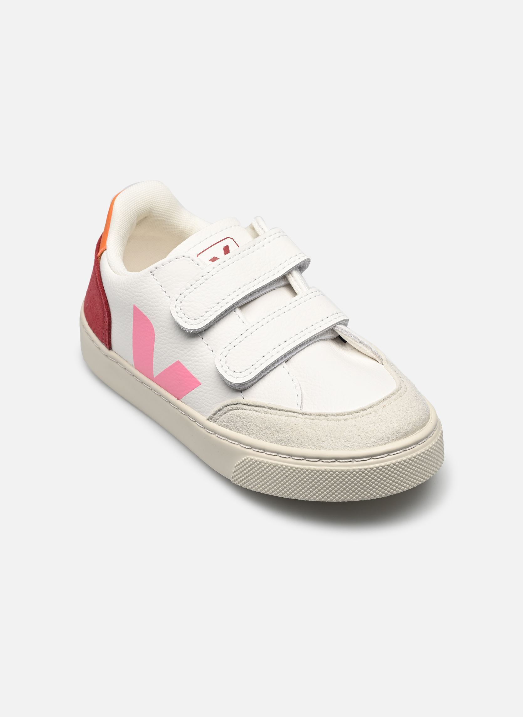 Baskets basses Small V-12 Velcro Leather fille blanc Veja Baskets basses Small V-12 Velcro Leather fille blanc WHITE_MULTICO-MARSALA