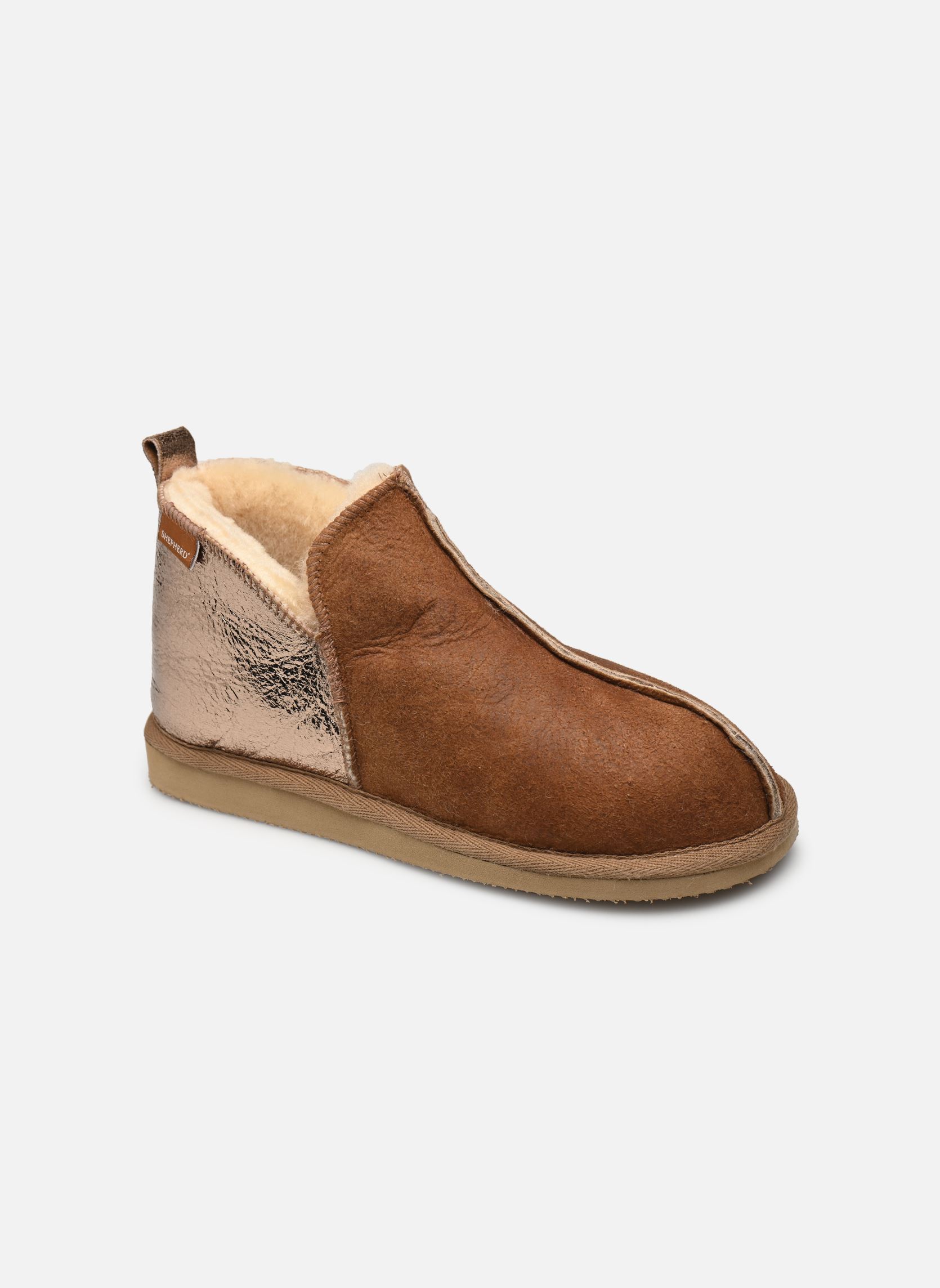 Chaussons Annie femme marron Shepherd Chaussons Annie femme marron Antique Cognac/Gold