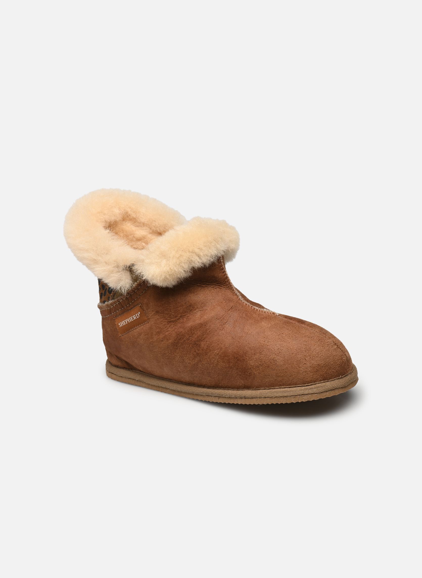 Hausschuhe Bella damen braun Shepherd Hausschuhe Bella damen braun Antique Cognac/Léopard