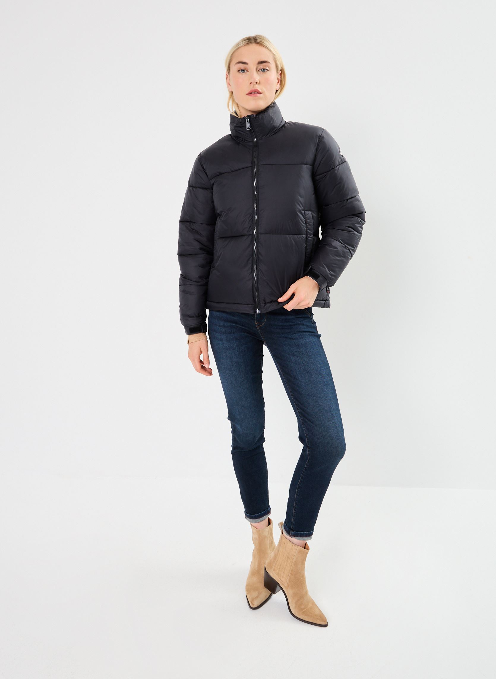 Doudounes Doudoune Courte femme noir Schott Doudounes Doudoune Courte femme noir BLACK-