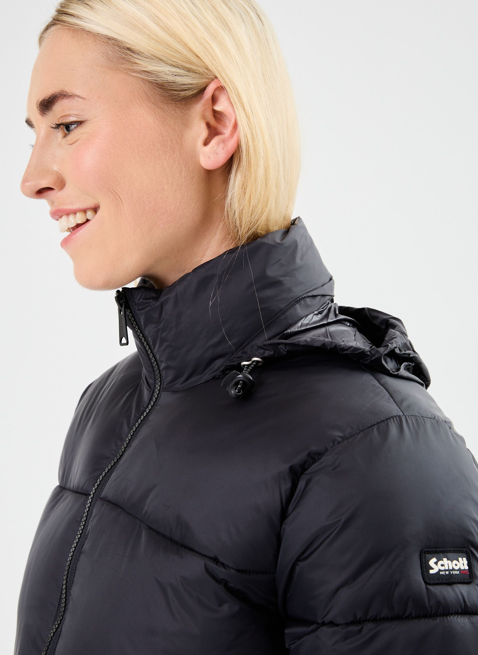 Doudounes Doudoune Courte femme noir Schott Doudounes Doudoune Courte femme noir BLACK-