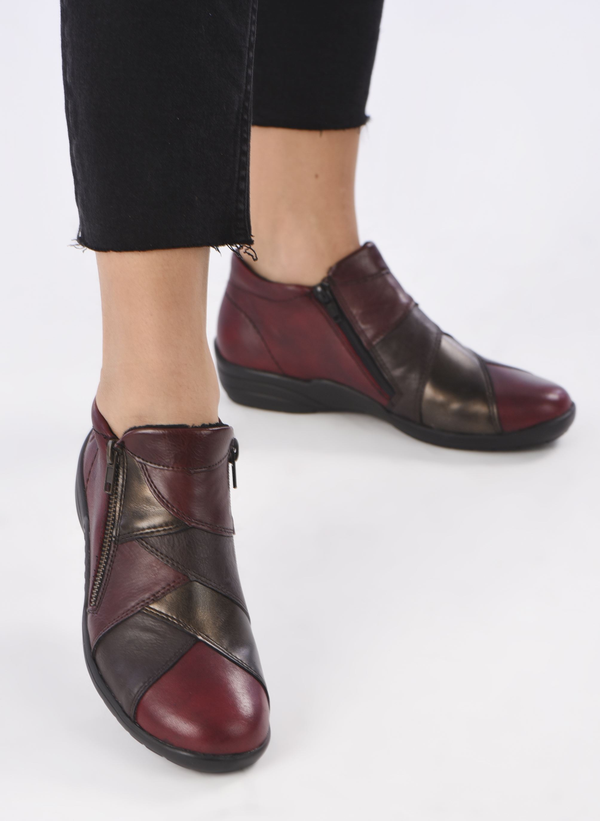 Bottines basses OLGA femme rouge Remonte Bottines basses OLGA femme rouge VINO/ANTIK/HAVANNA/VINOROSSO