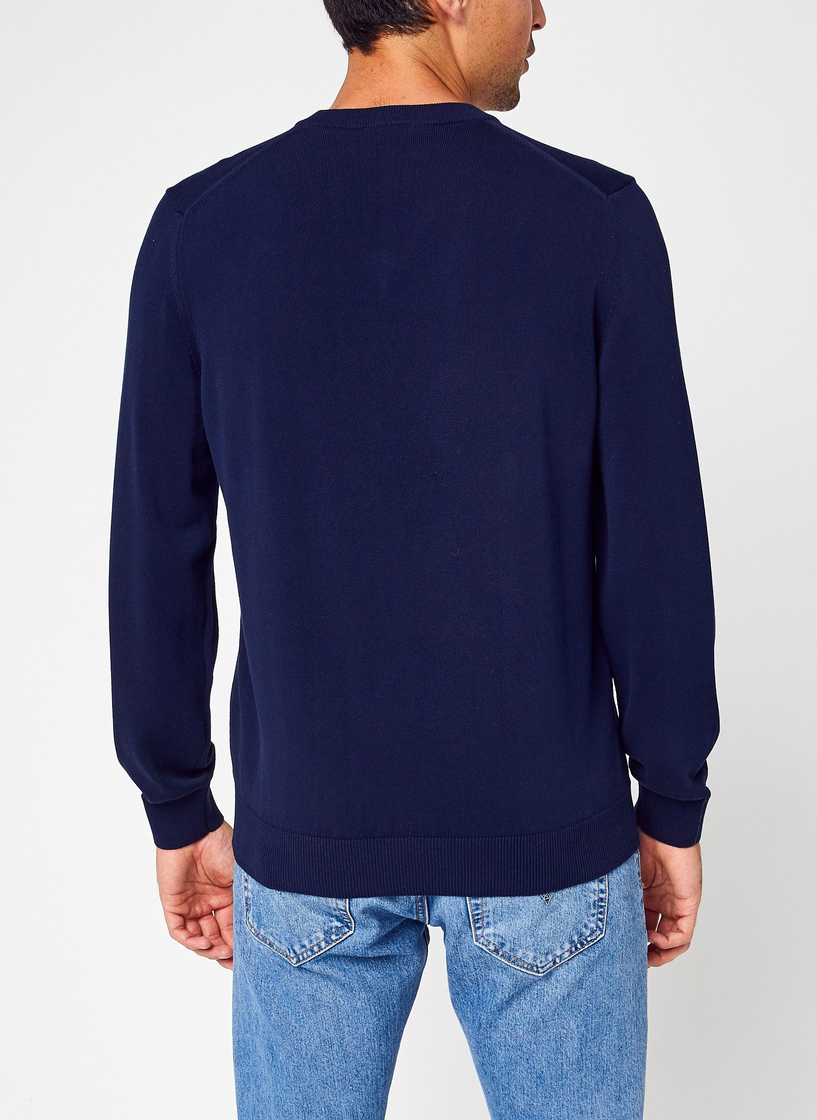 Pulls Pull Col V En Coton Biologique Uni Croco homme bleu Lacoste Pulls Pull Col V En Coton Biologique Uni Croco homme bleu MARINE