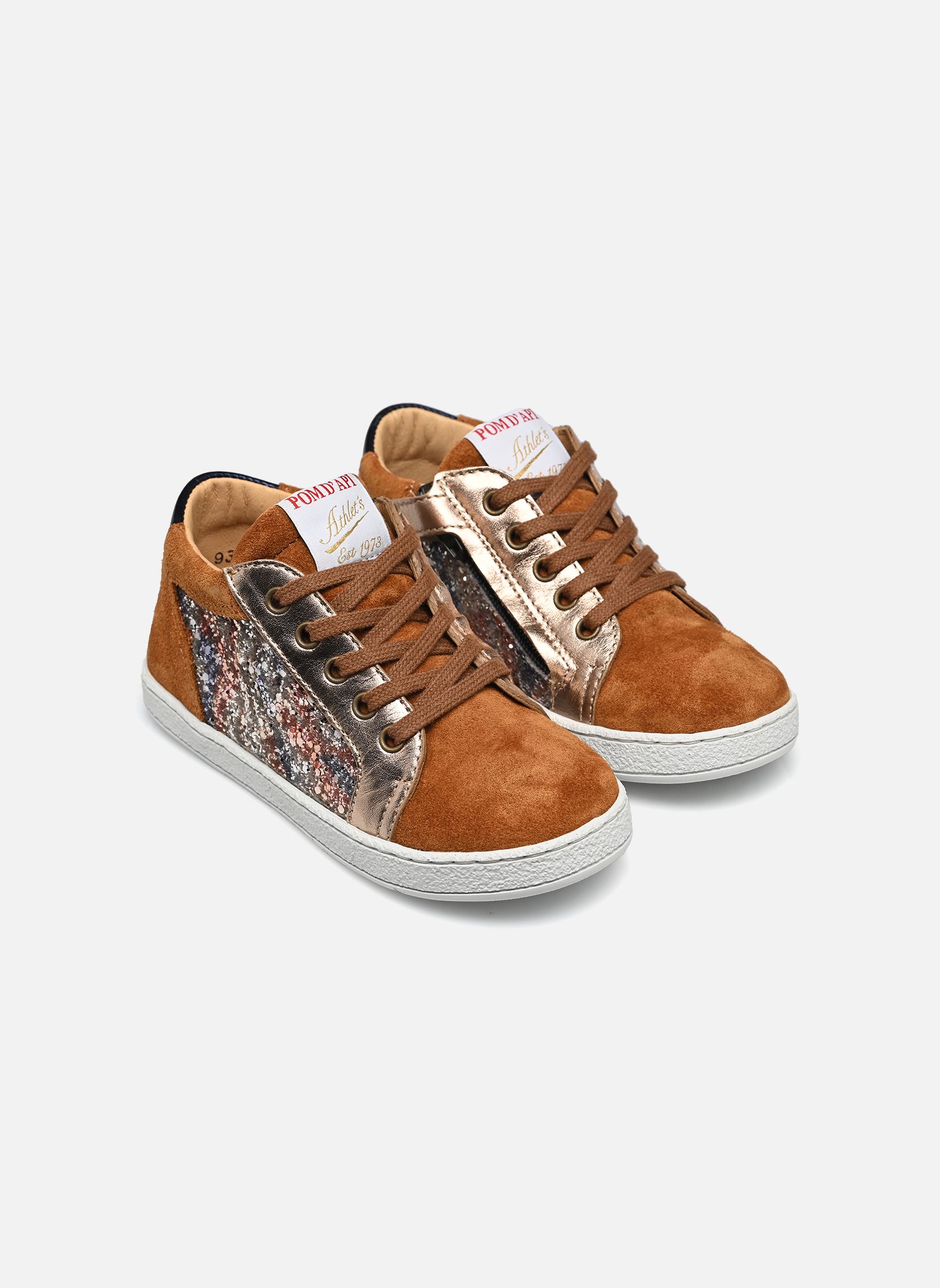 Lage sneakers Mousse Zip Top meisjes bruin Pom d Api Lage sneakers Mousse Zip Top meisjes bruin CARAMEL