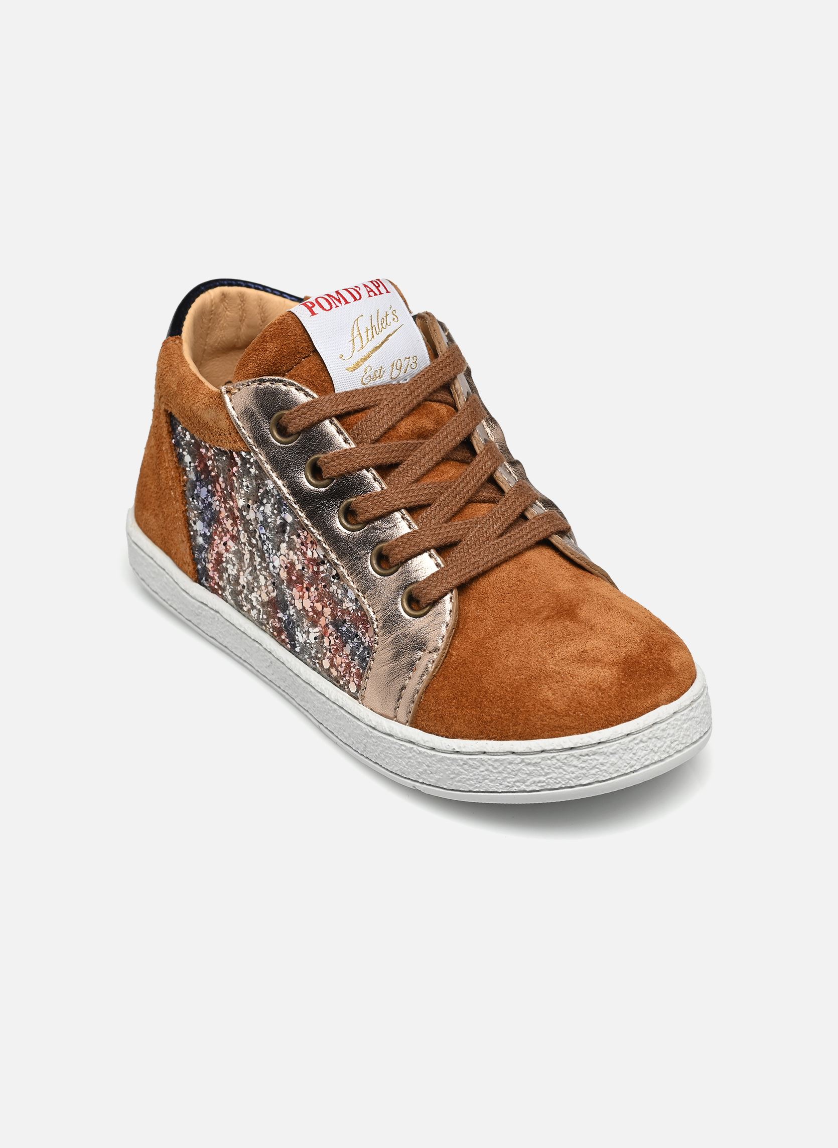 Lage sneakers Mousse Zip Top meisjes bruin Pom d Api Lage sneakers Mousse Zip Top meisjes bruin CARAMEL