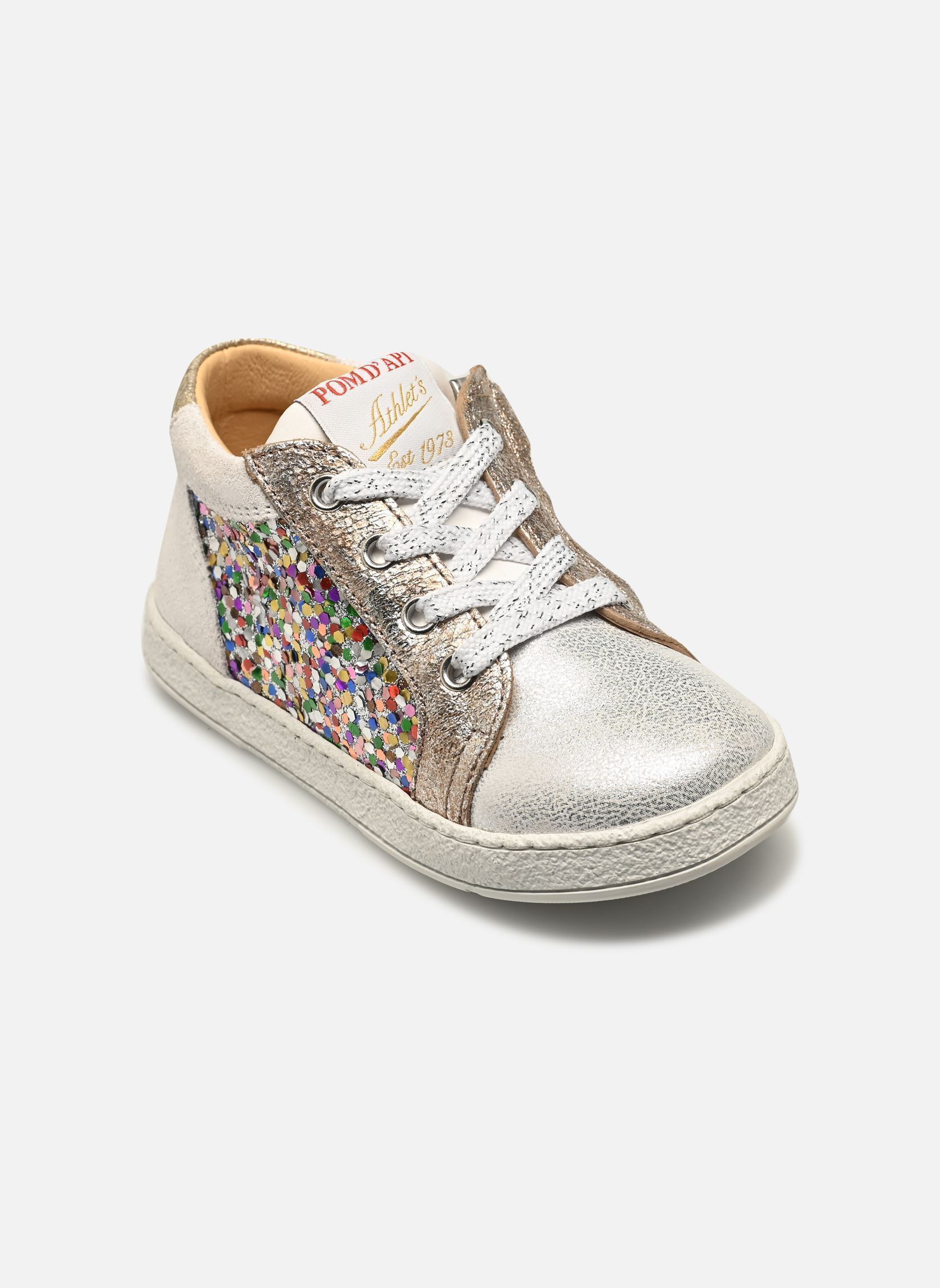 Niedrige Sneaker Mousse Zip Top mädchen silber Pom d Api Niedrige Sneaker Mousse Zip Top mädchen silber SILVER