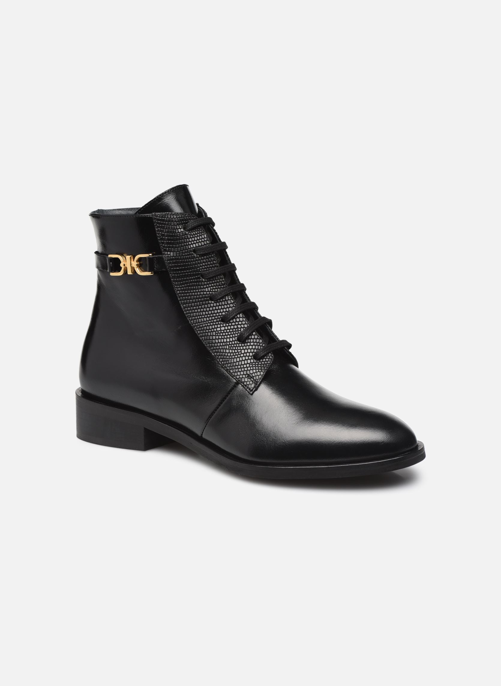 Bottines à lacets DASTAN femme noir Jonak Bottines à lacets DASTAN femme noir CUIR/REPTILE NOIR