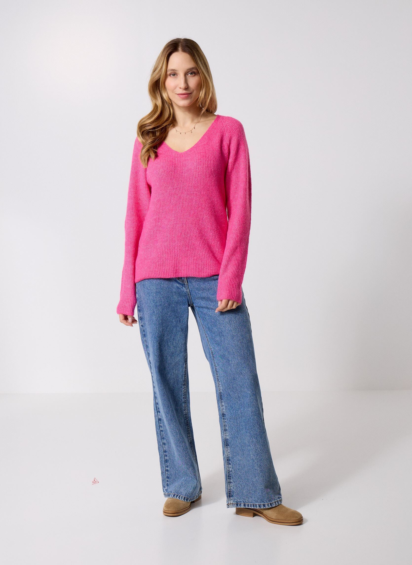 Truien Pcellen Ls V-Neck Knit Noos Bc dames roze Pieces Truien Pcellen Ls V-Neck Knit Noos Bc dames roze Beetroot Purple