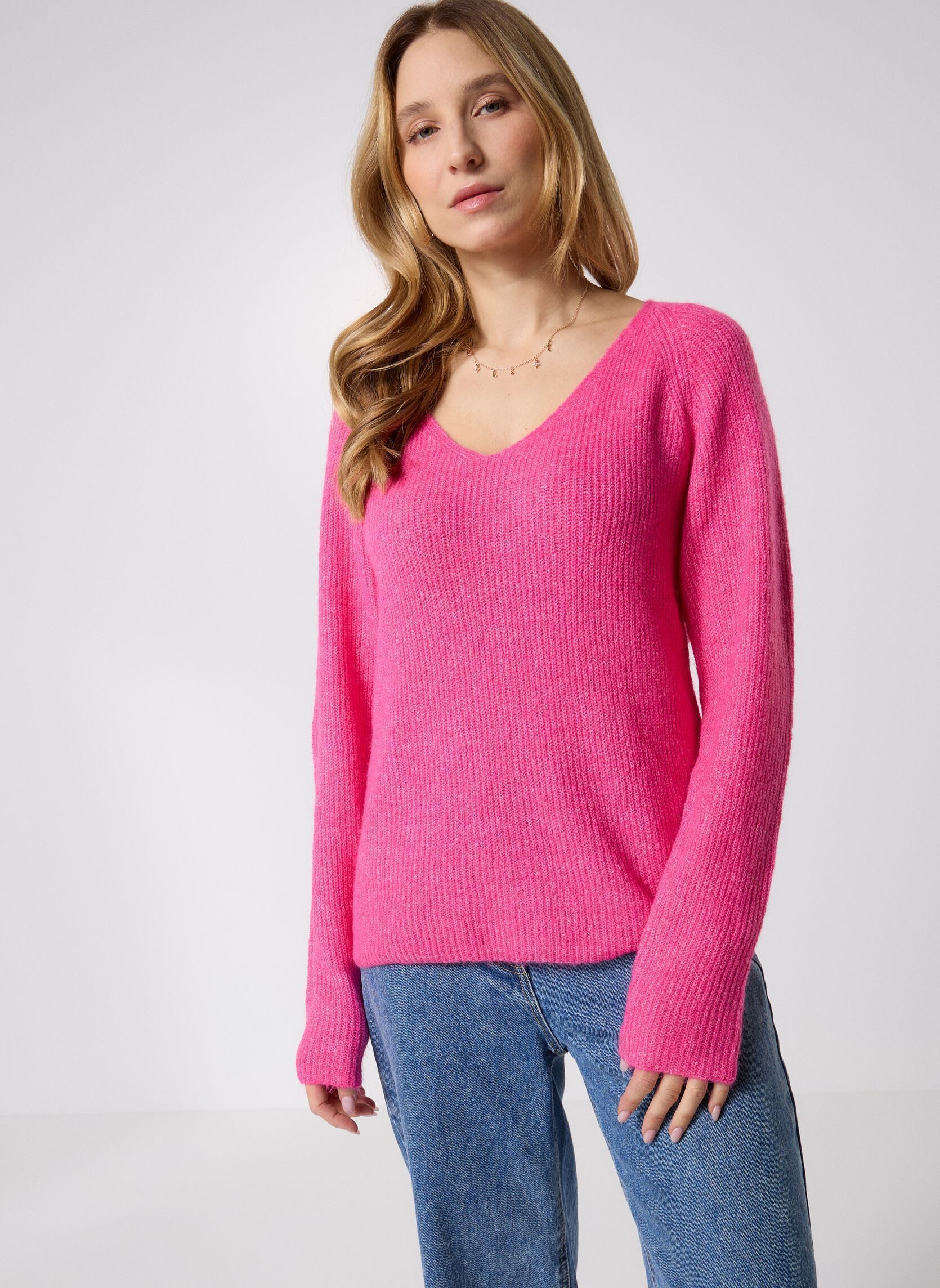 Truien Pcellen Ls V-Neck Knit Noos Bc dames roze Pieces Truien Pcellen Ls V-Neck Knit Noos Bc dames roze Beetroot Purple