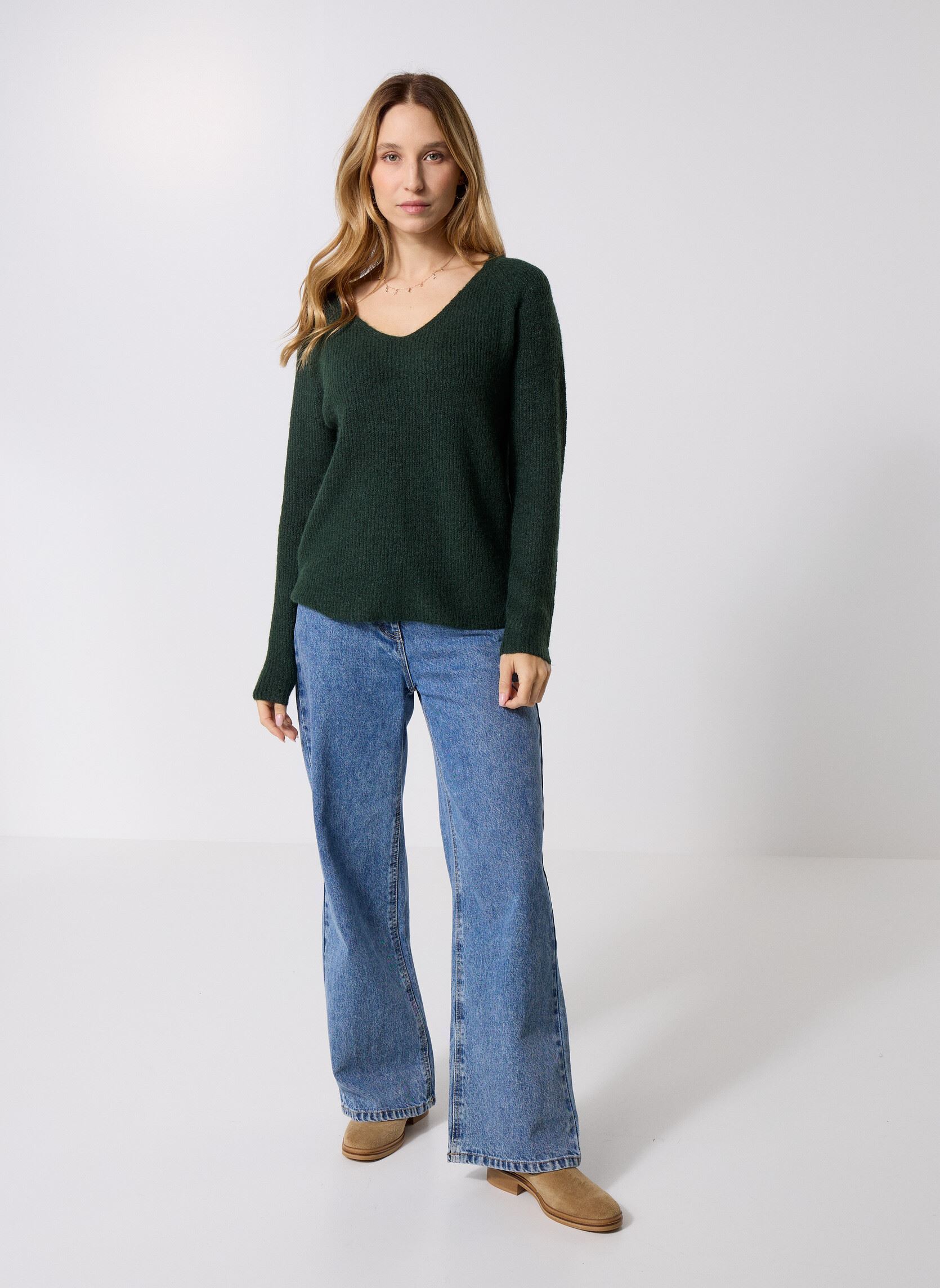 Pullover Pcellen Ls V-Neck Knit Noos Bc damen grün Pieces Pullover Pcellen Ls V-Neck Knit Noos Bc damen grün Darkest Spruce