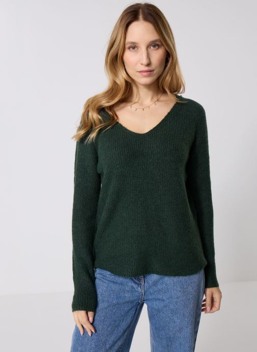 Pieces Pulls Pcellen Ls V-Neck Knit Noos Bc femme vert