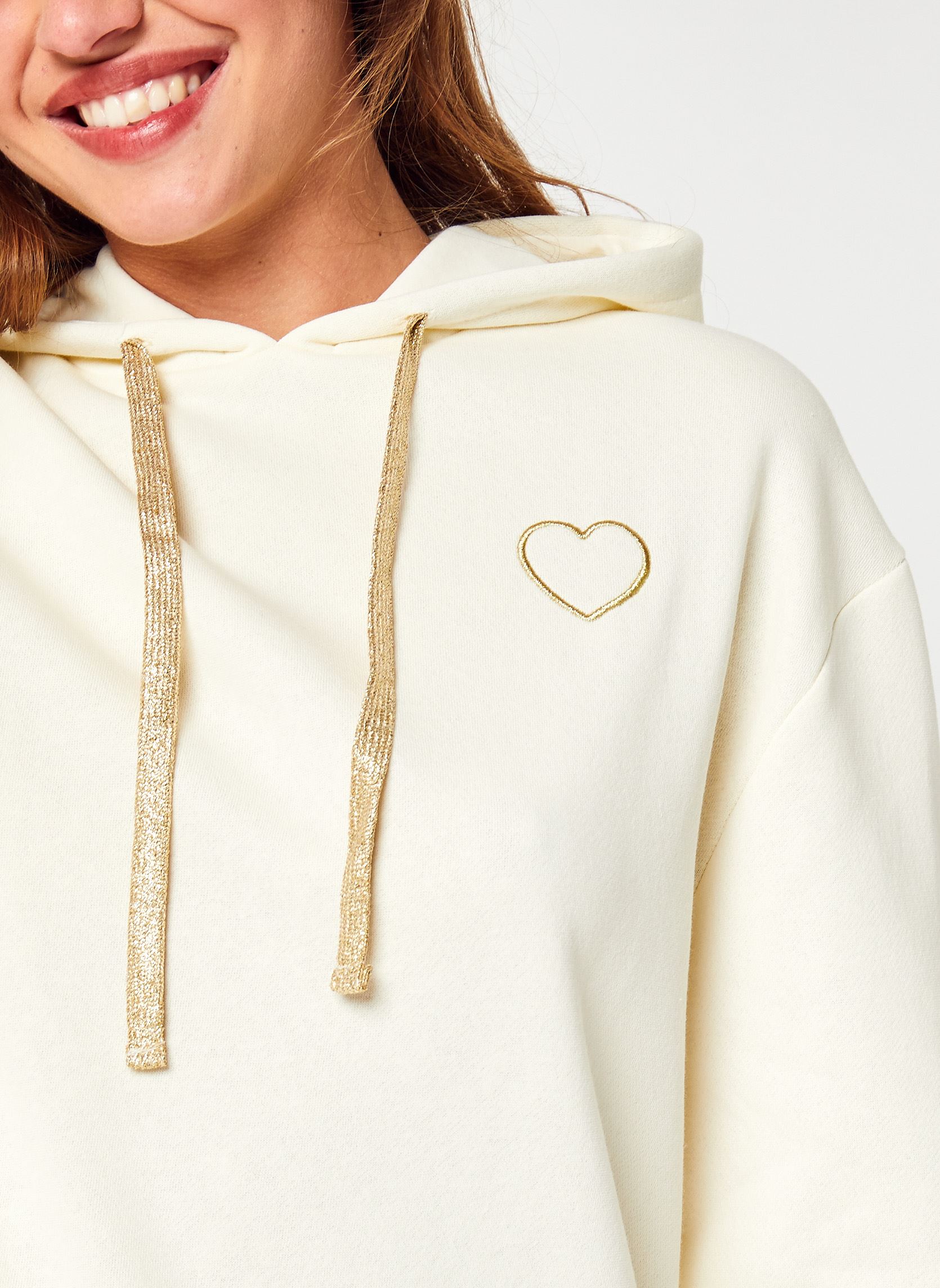 Jersey con capucha Pcchilli Ls Heart Hoodie D2D mujer blanco Pieces Jersey con capucha Pcchilli Ls Heart Hoodie D2D mujer blanco White pepper