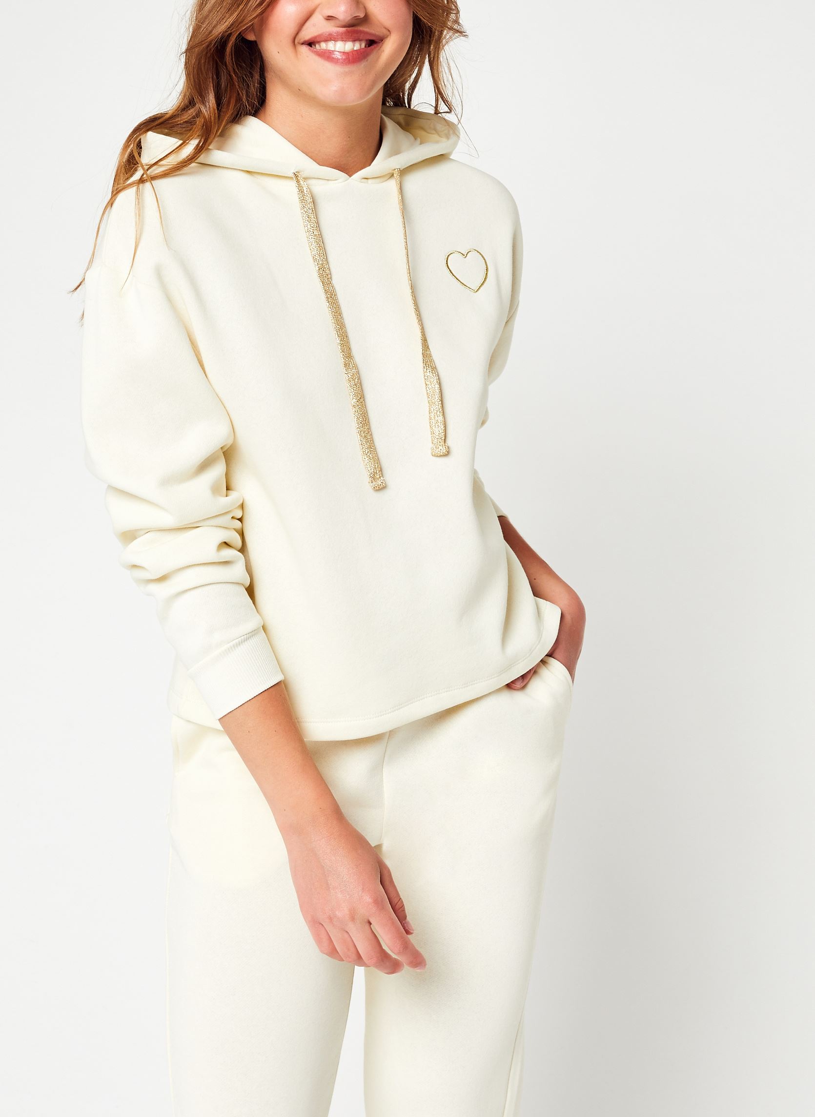 Jersey con capucha Pcchilli Ls Heart Hoodie D2D mujer blanco Pieces Jersey con capucha Pcchilli Ls Heart Hoodie D2D mujer blanco White pepper